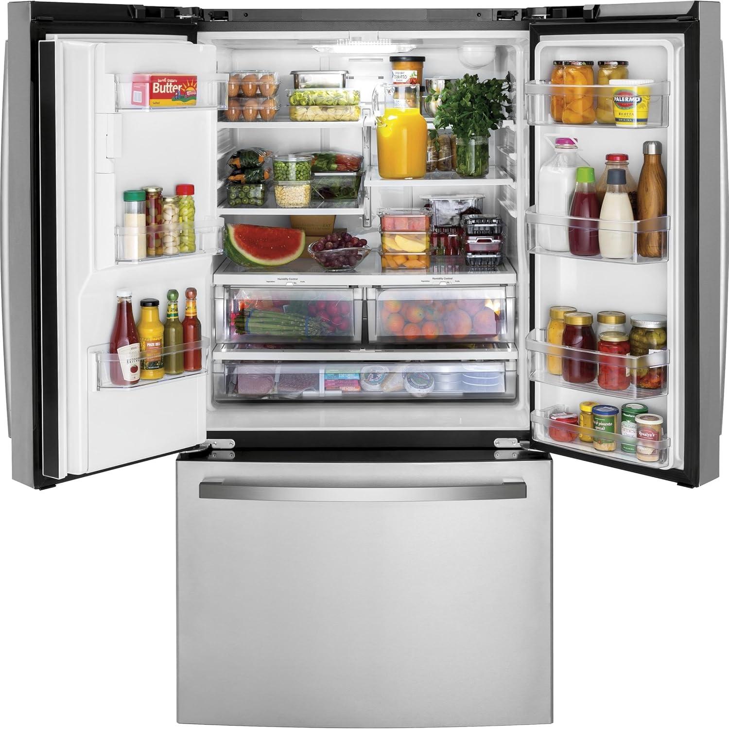 GE Appliances GFE26JYMFS GE Appliances 25.5 Cubic Feet Energy Star Smudge-Resistant French Door Refrigerator with Water and Ice Dispenser