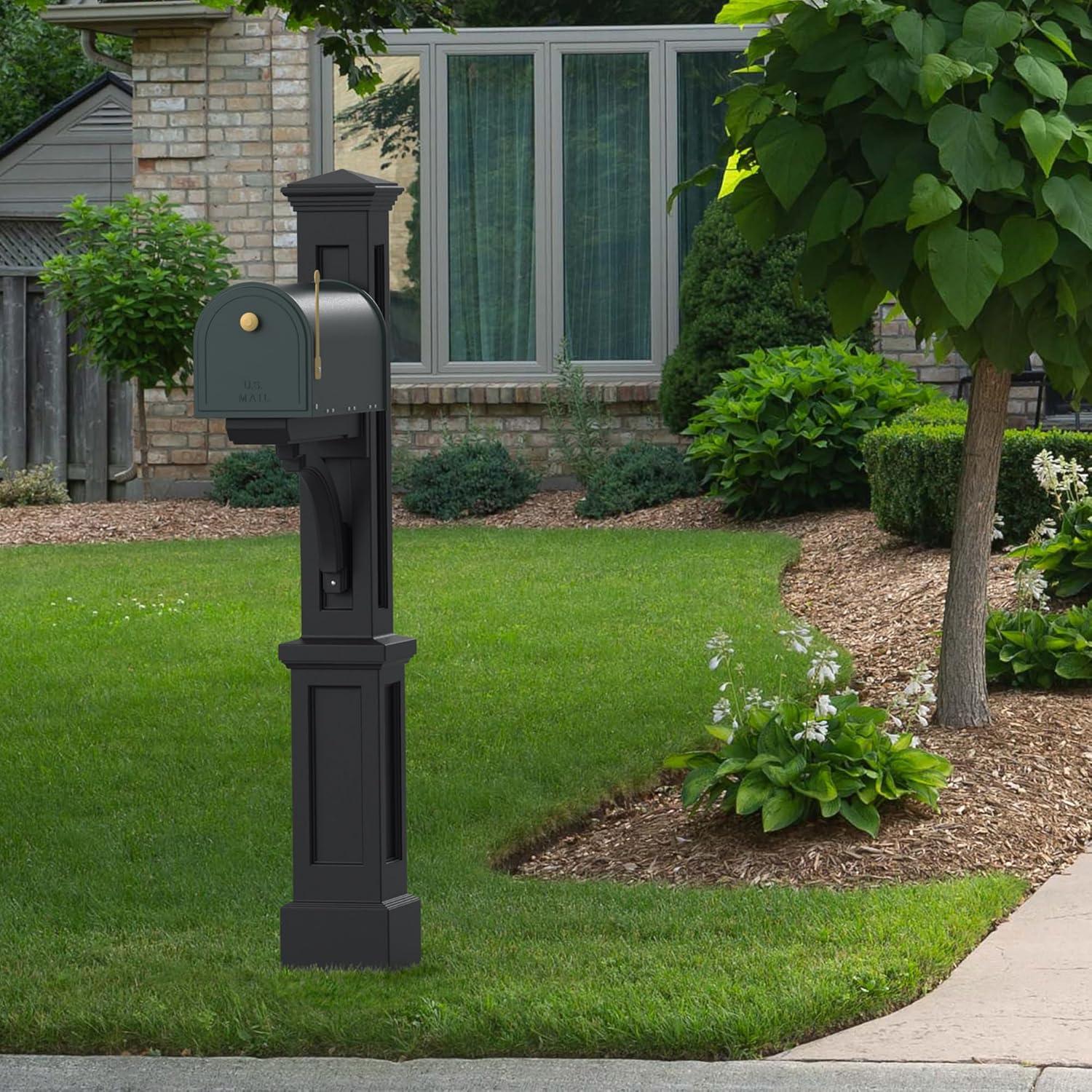 Newport Black Polyethylene Mail Post with Arm