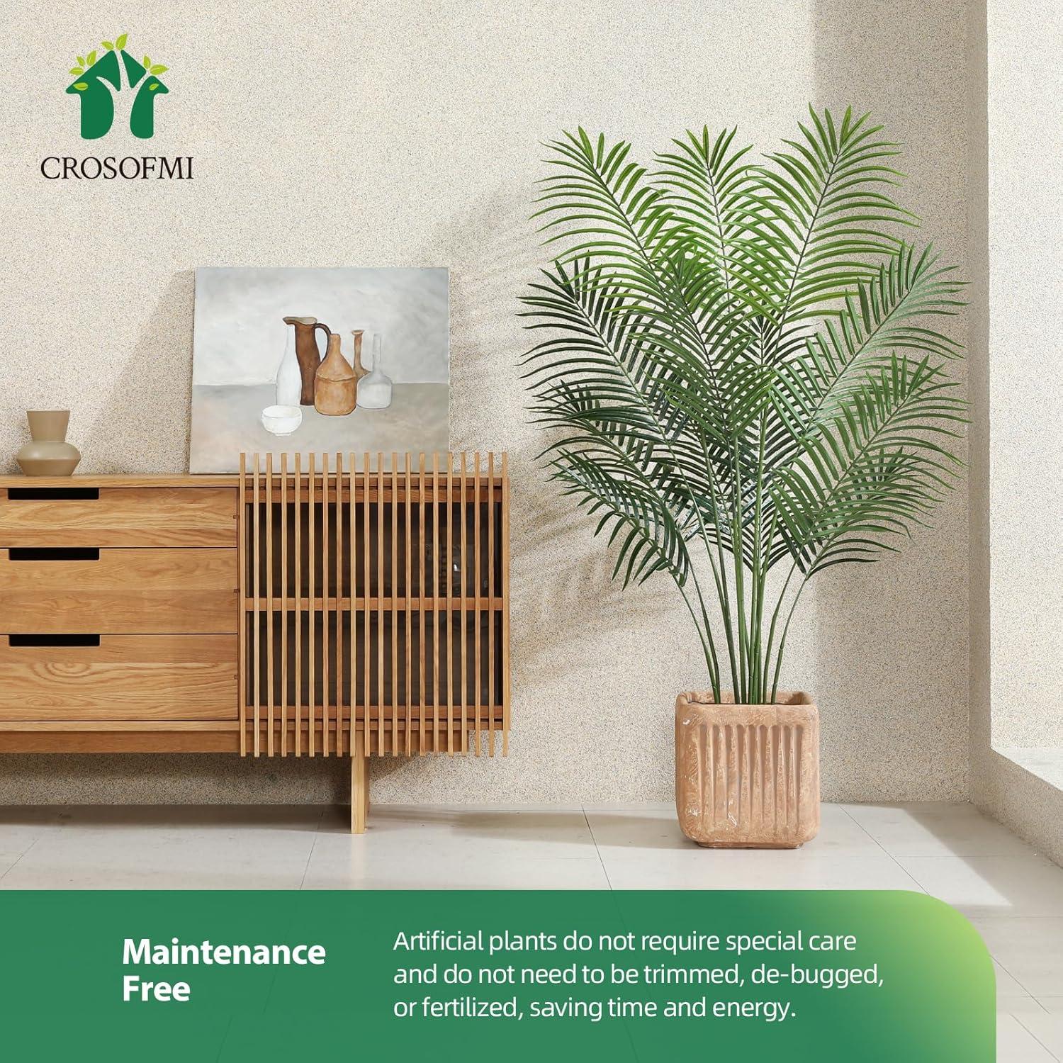 Artificial Areca Palm Plant 5Ft Fake Tropical Palm Tree, Perfect Faux Dypsis Lutescens Plants in Pot for Indoor Outdoor House Home Office Garden Modern Decoration Housewarming Gift,1Pcs