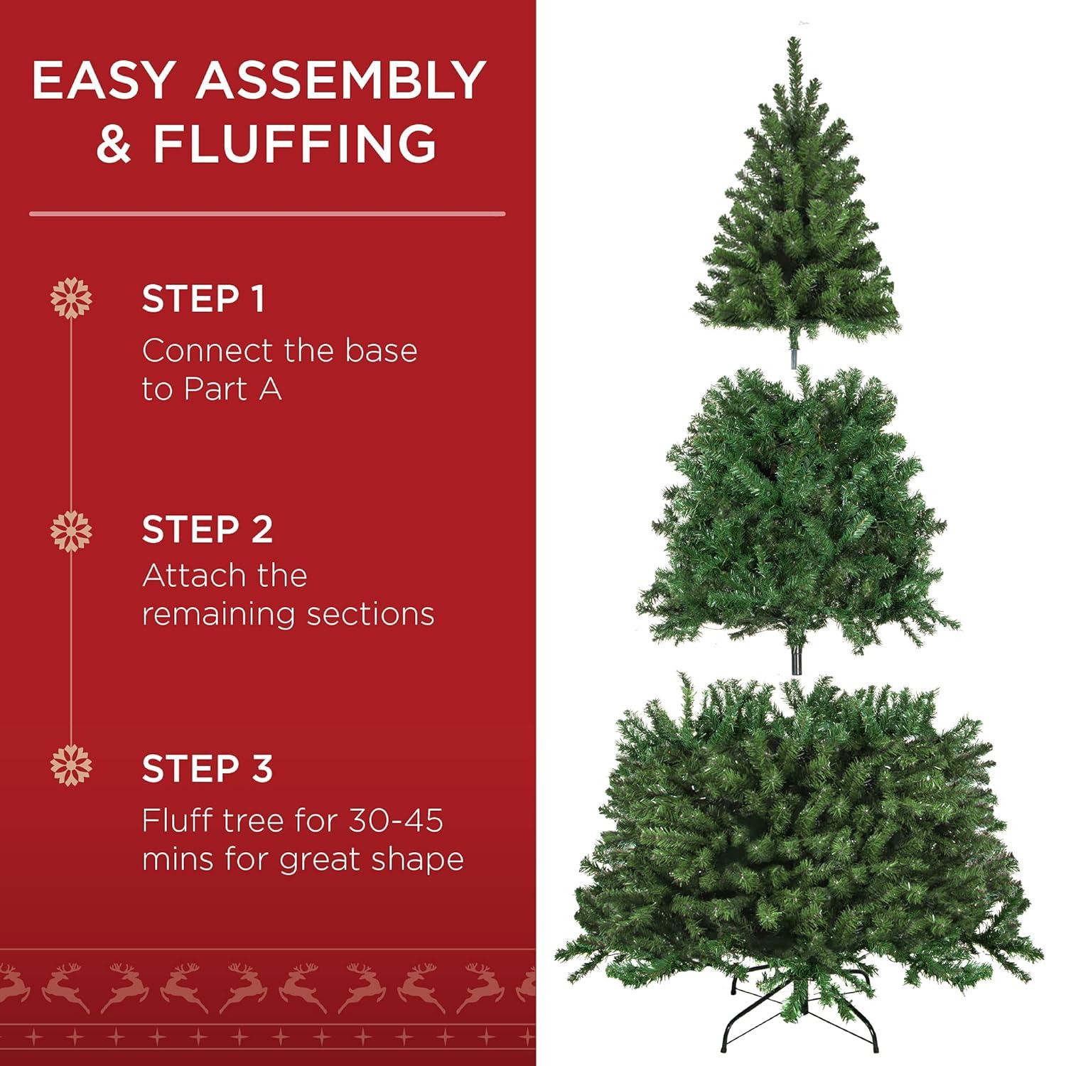 Best Choice Products 6ft Premium Spruce Artificial Christmas Tree w/ Easy Assembly, Metal Hinges & Foldable Base