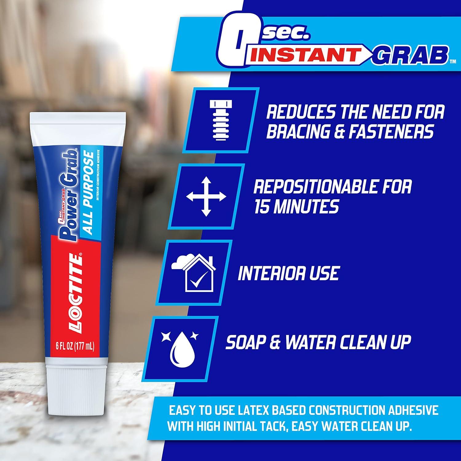Loctite Power Grab Express All Purpose Synthetic Latex Construction Adhesive 3 oz
