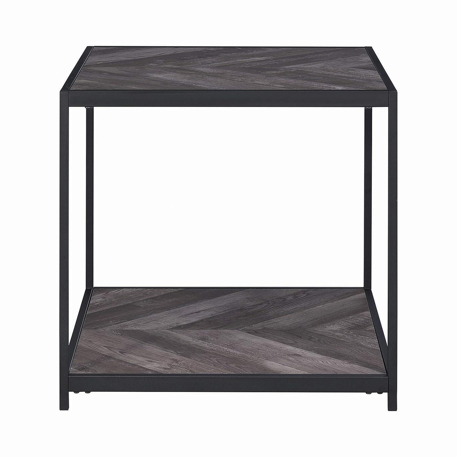 Beckley Wood End Table Gray Herringbone/Black - Coaster