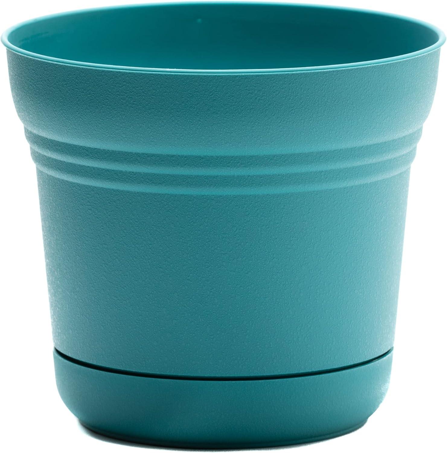 Bloem Saturn 8.5 in. H X 10 in. D Plastic Planter Bermuda Teal