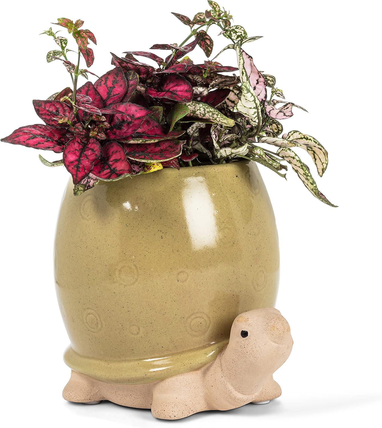 Abbott Collection 27-CRITTER-188 Tall Turtle Planter, Green