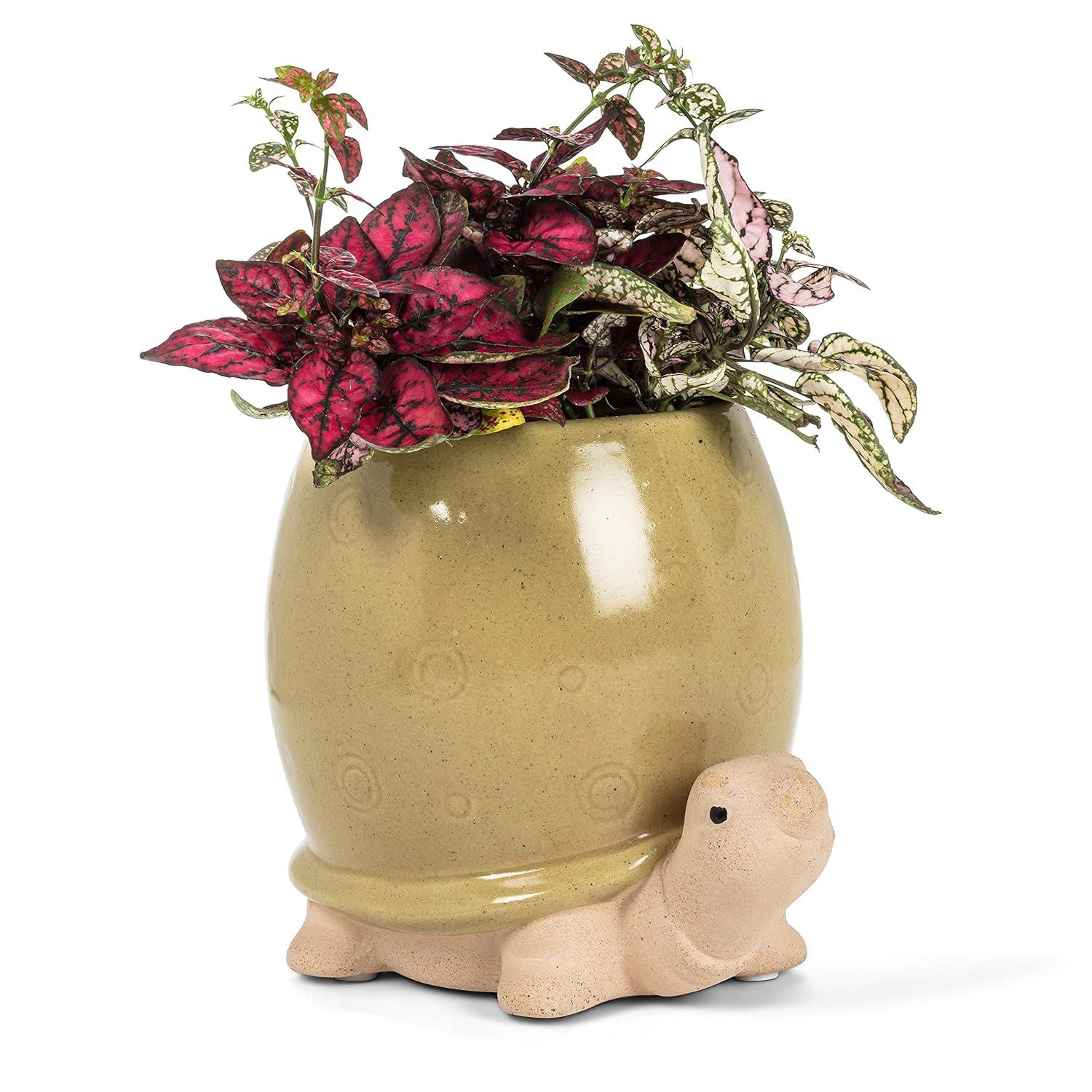 Abbott Collection 27-CRITTER-188 Tall Turtle Planter, Green