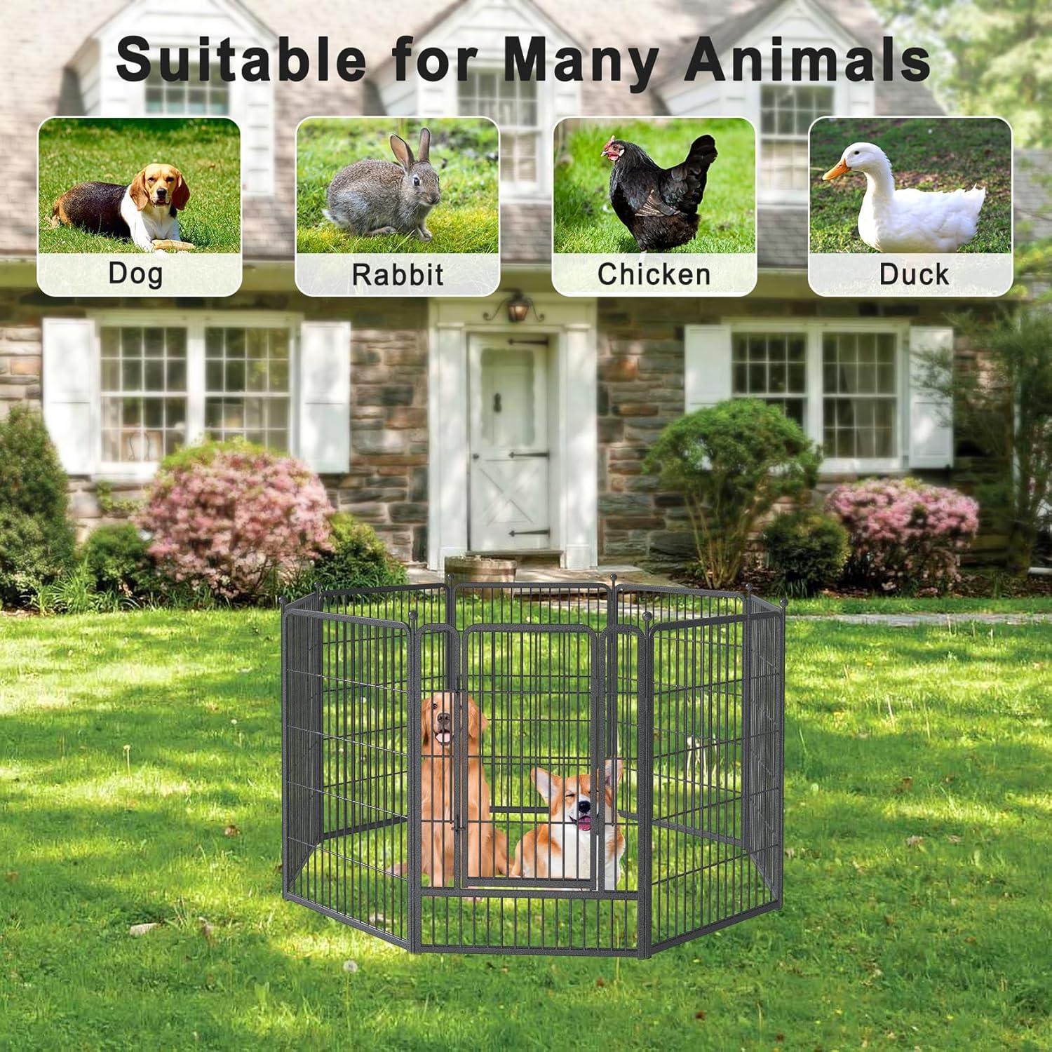 Monasem Dog Playpen Outdoor, 16 Panels 40" Height Dog Fence(Black)