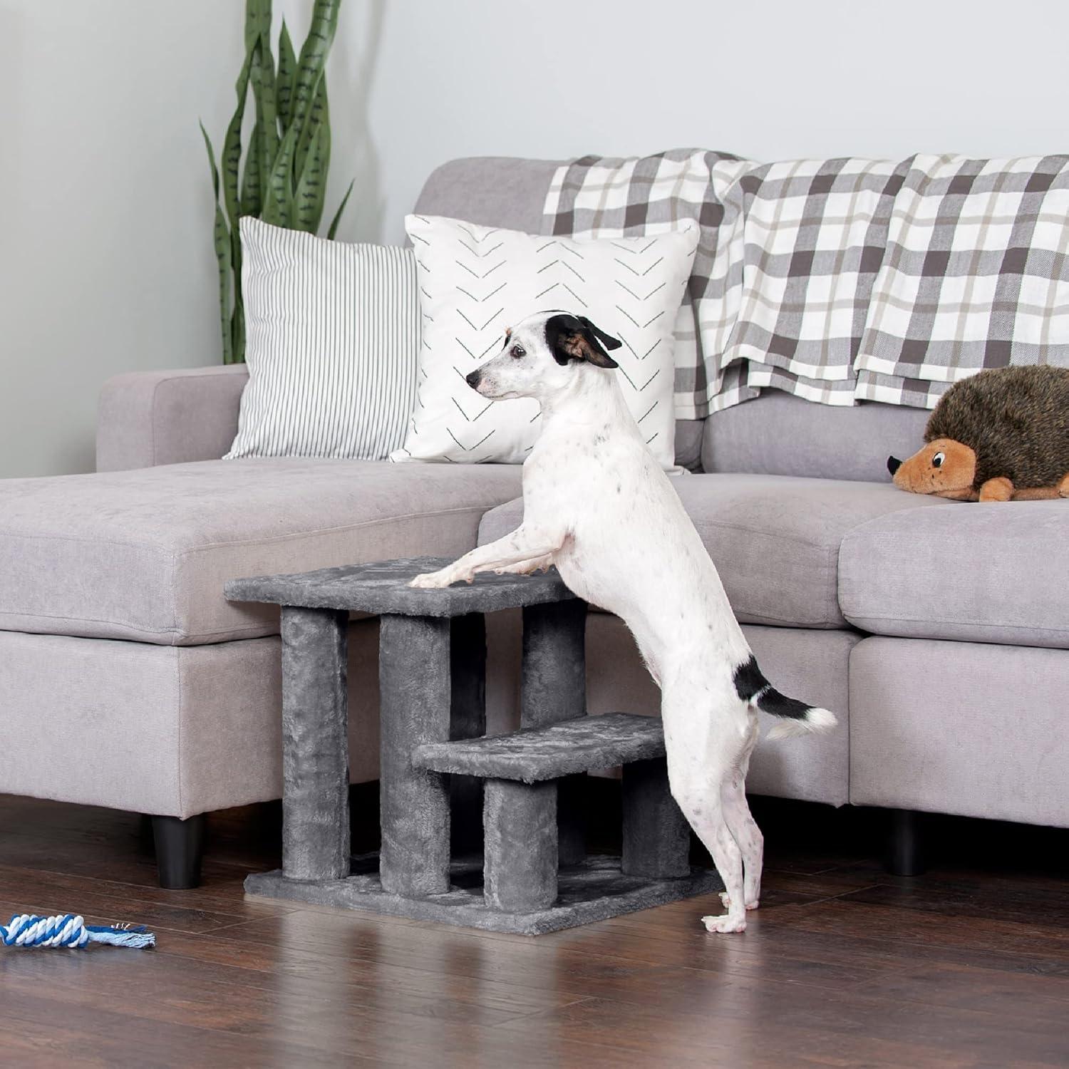 Multi-Step Pet Stairs For High Beds And Sofas,Gray, 3-Step