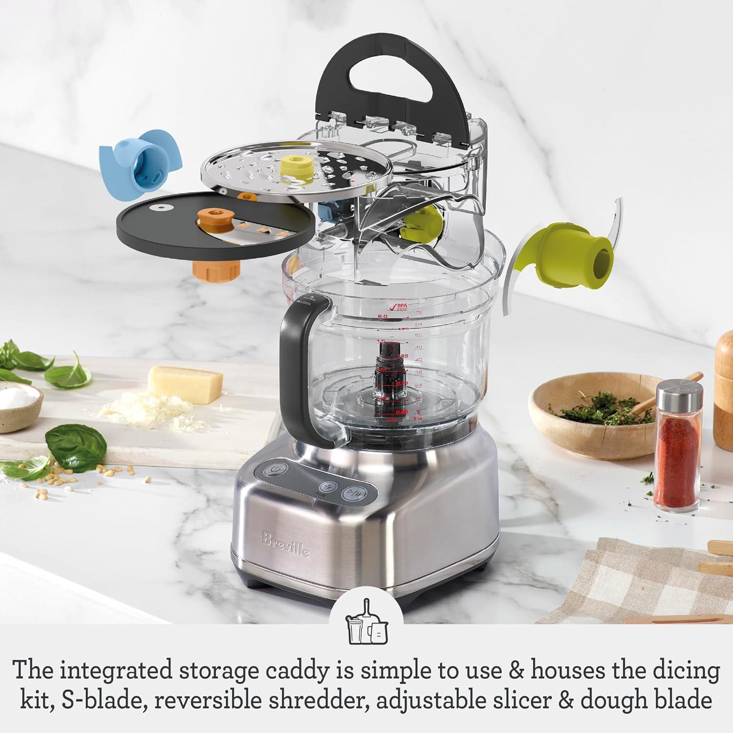 Breville Sous Chef 9 Cup Food Processor Brushed Stainless Steel: 625W, 2 Speeds, Dishwasher-Safe, Mini Kitchen Appliance