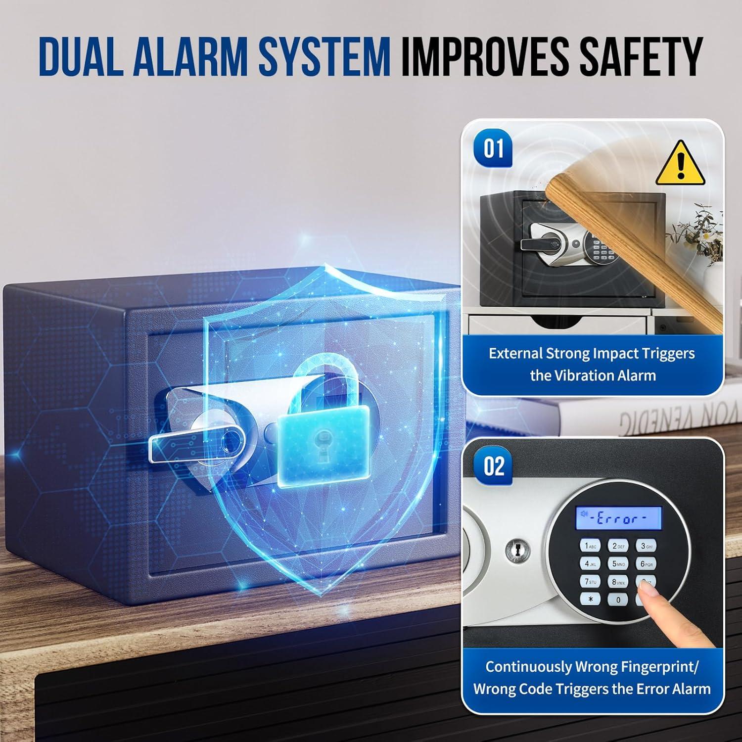 Safe Box,Blacksmith 1.0 Cuft Biometric Safes Lock Box with Fingerprint and Keypad,Security Money Safe Lock Cabinet Money Vault with Fireproof Document Bag and Removable Shelf,Black