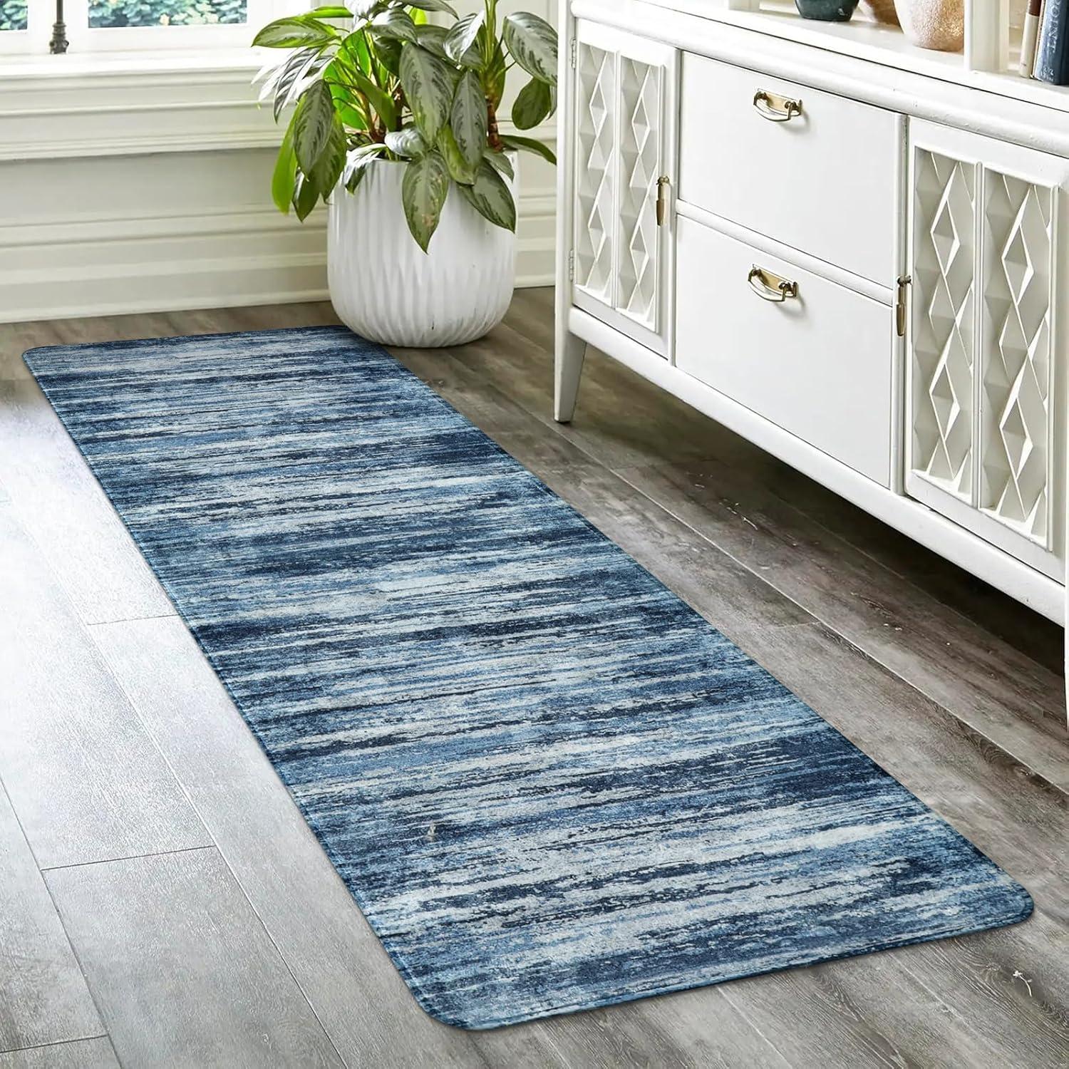 Montagna Power Loom Chenille Area Rug in Blue