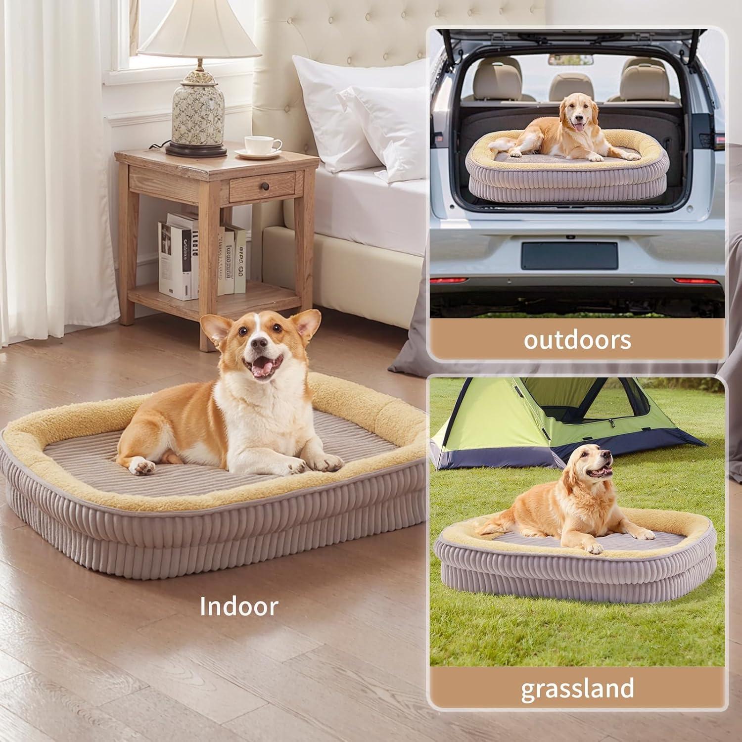 Dog Bed for Puppy, Oval Cat Beds, Pet Couch Bed with Four Sided Bolster