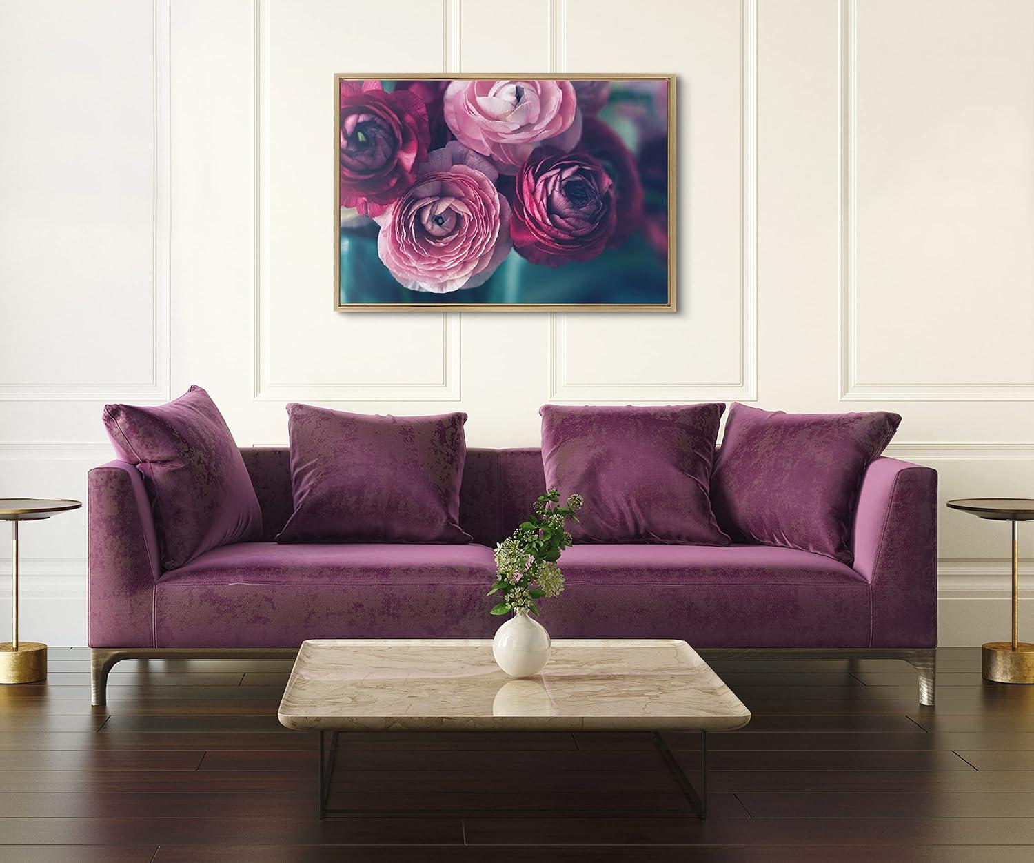 Gold Framed Floral Canvas Print, 23x33