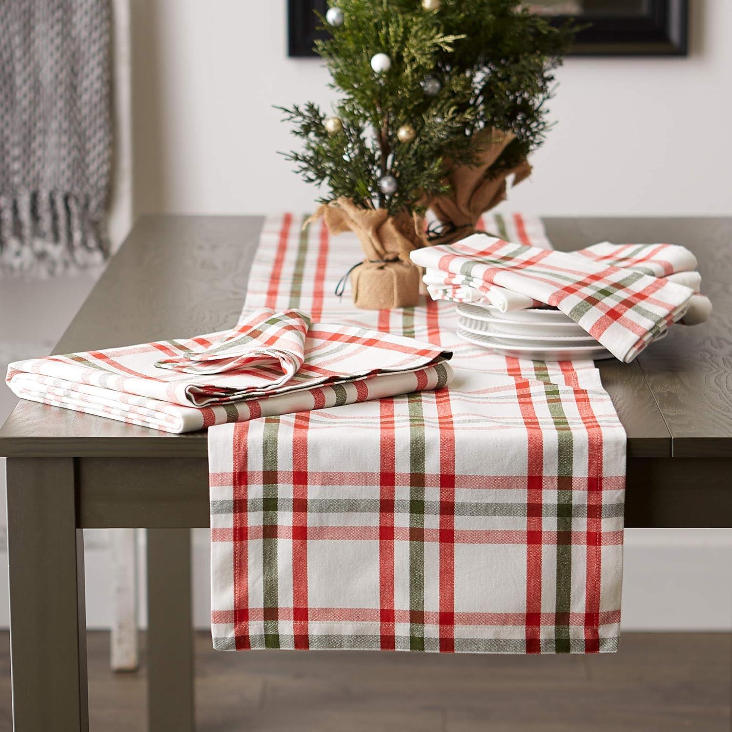 Kitchen & Tabletop Jolly Tree Collection Table Runner, Nutcracker Plaid, 14x72"