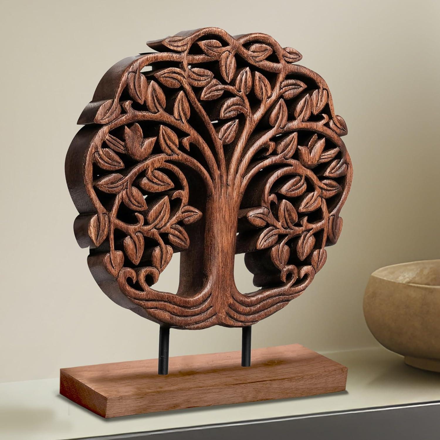 Decozen Wooden Tree of Life Sculpture – Gifts for Mom or Dad on Mother’s Day, Father’s Day, or Birthday – Acacia Wood Sculpture for Home, Office, Living Room, or Boho and Mantle Décor