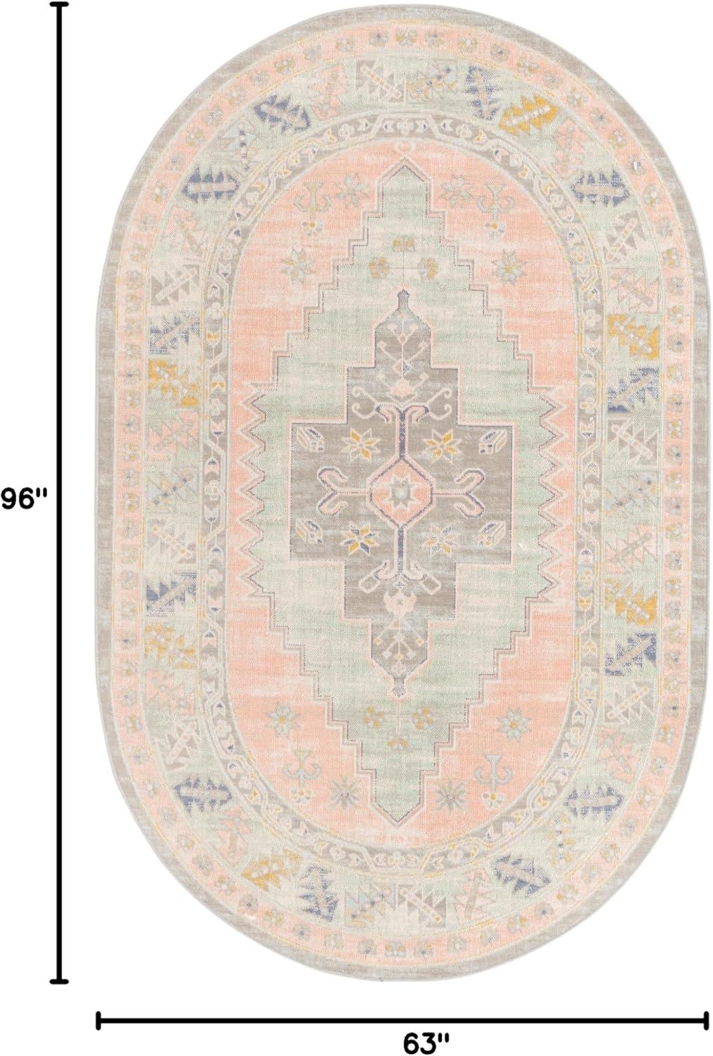 Unique Loom Whitney Collection Area Rug - Geneva (5' x 8' Oval Pink/Blue)