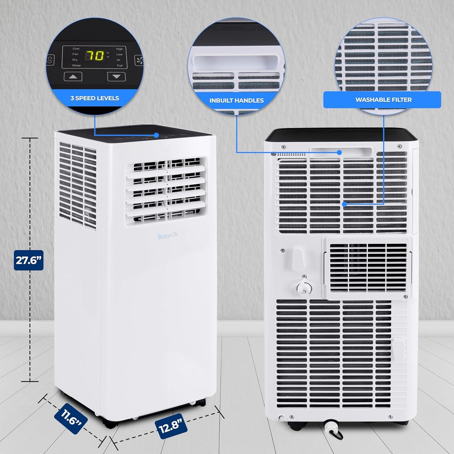 SereneLife 8,000 BTU Portable AC with WiFi, Dehumidifier & Fan