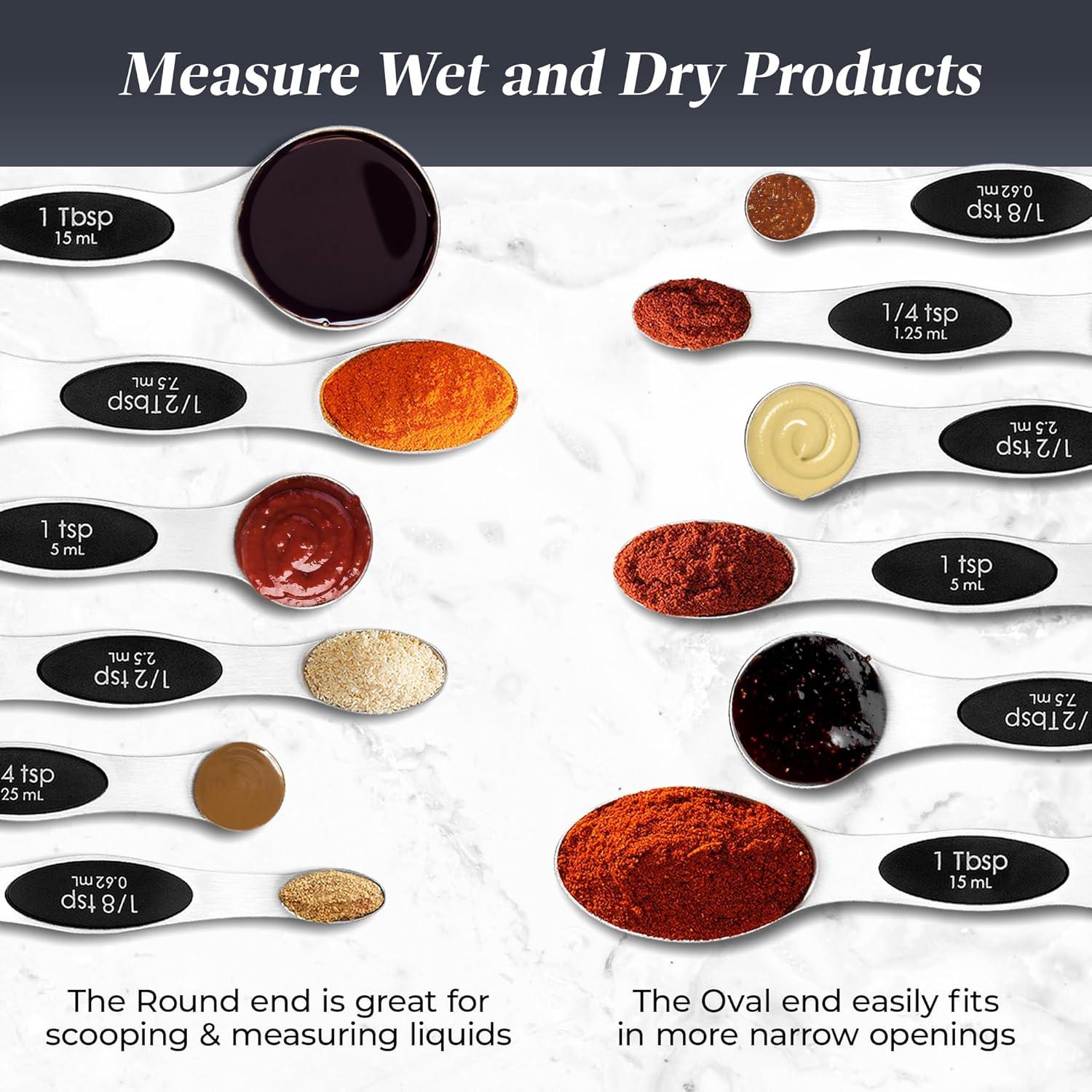 6 pc magnetic measuring spoon stainless steel