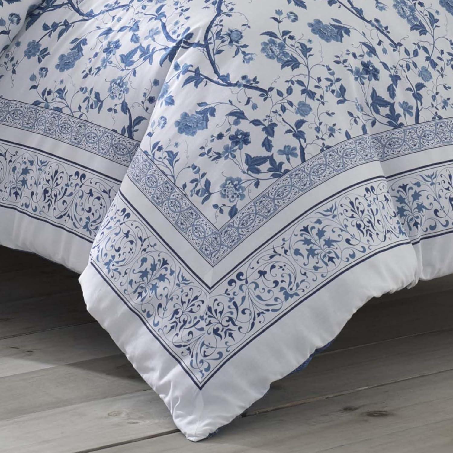 Laura Ashley Laura Ashley Charlotte Cotton Reversible Blue Comforter Set