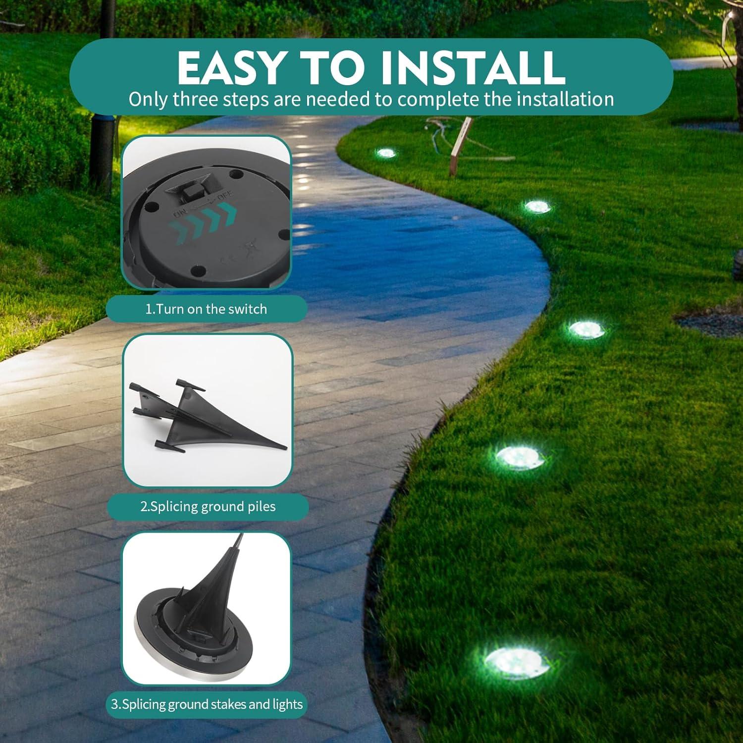 Cvosua Solar outdoor lights 12Packs, Solar Lights for Outside, Waterproof, Solar Garden Lights Landscape Lighting, In Ground Lights for Patio Pathway Lawn Yard Deck Driveway Walkway C27