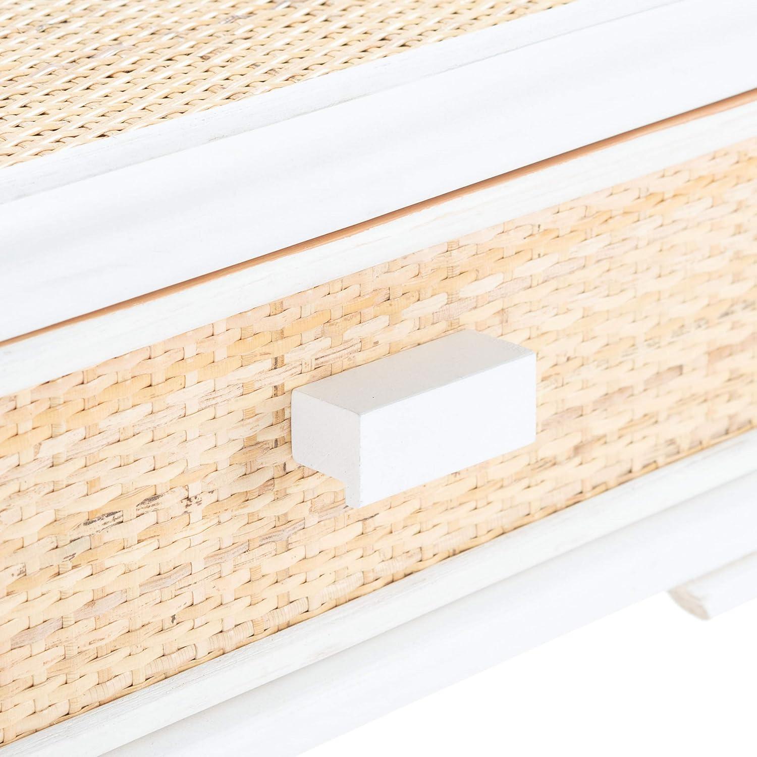 Roya 1 Drawer 1 Shelf Nightstand - NST4005 - White/Natural - Safavieh