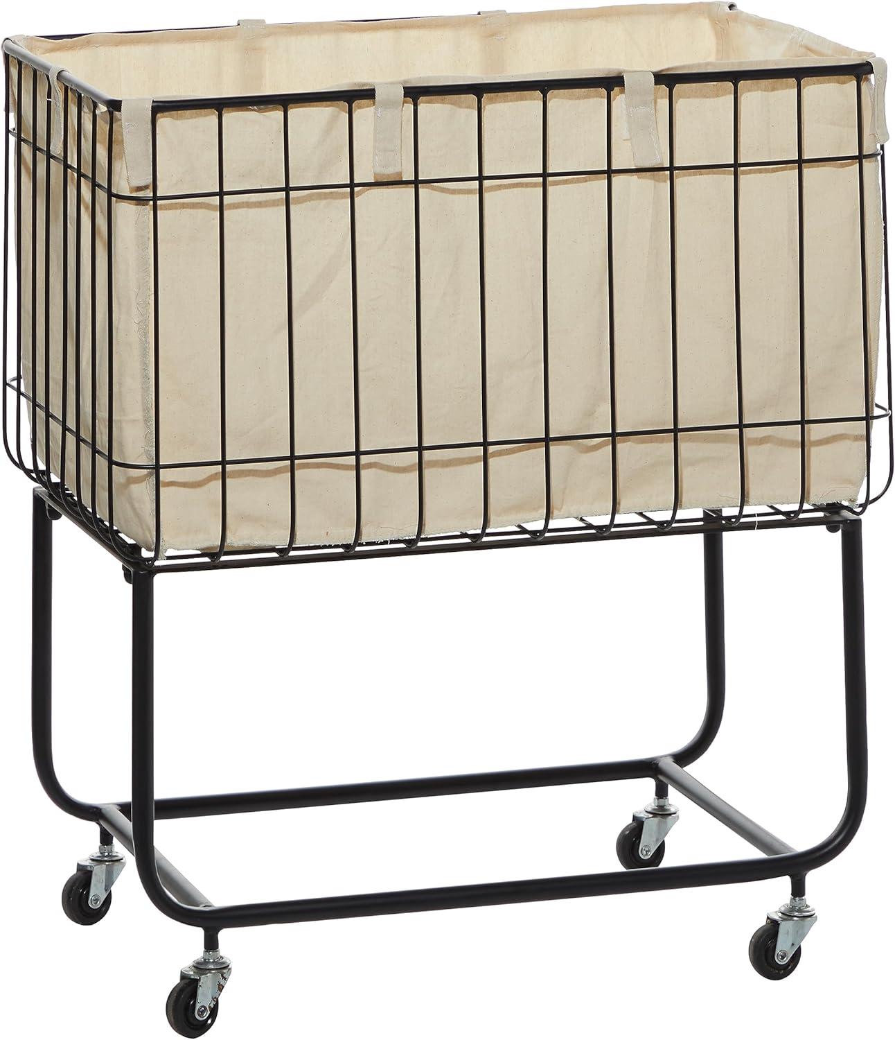Joss & Main Metal Deep Set Wire Basket Storage Cart with Wheels and Fabric Lining & Reviews | Joss & Main