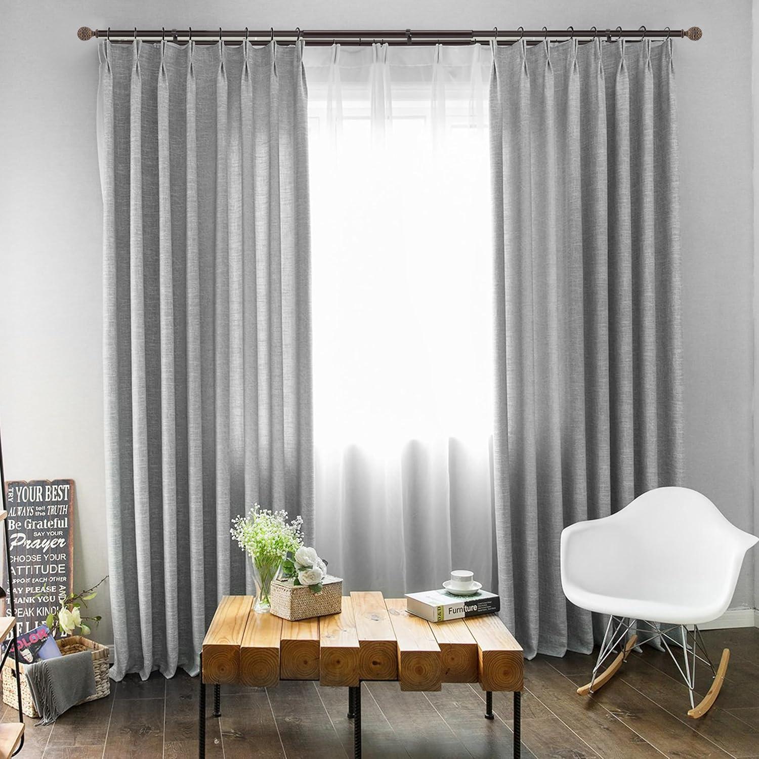 Oil-Rubbed Bronze Adjustable Double Curtain Rod Set, 28-48 inch