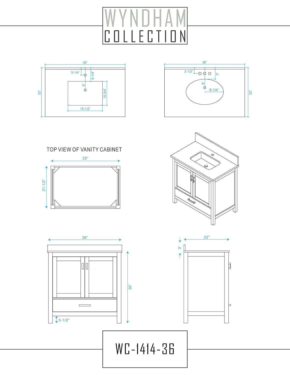 Wyndham Collection Sheffield 35" Freestanding Single Vanity Base Only