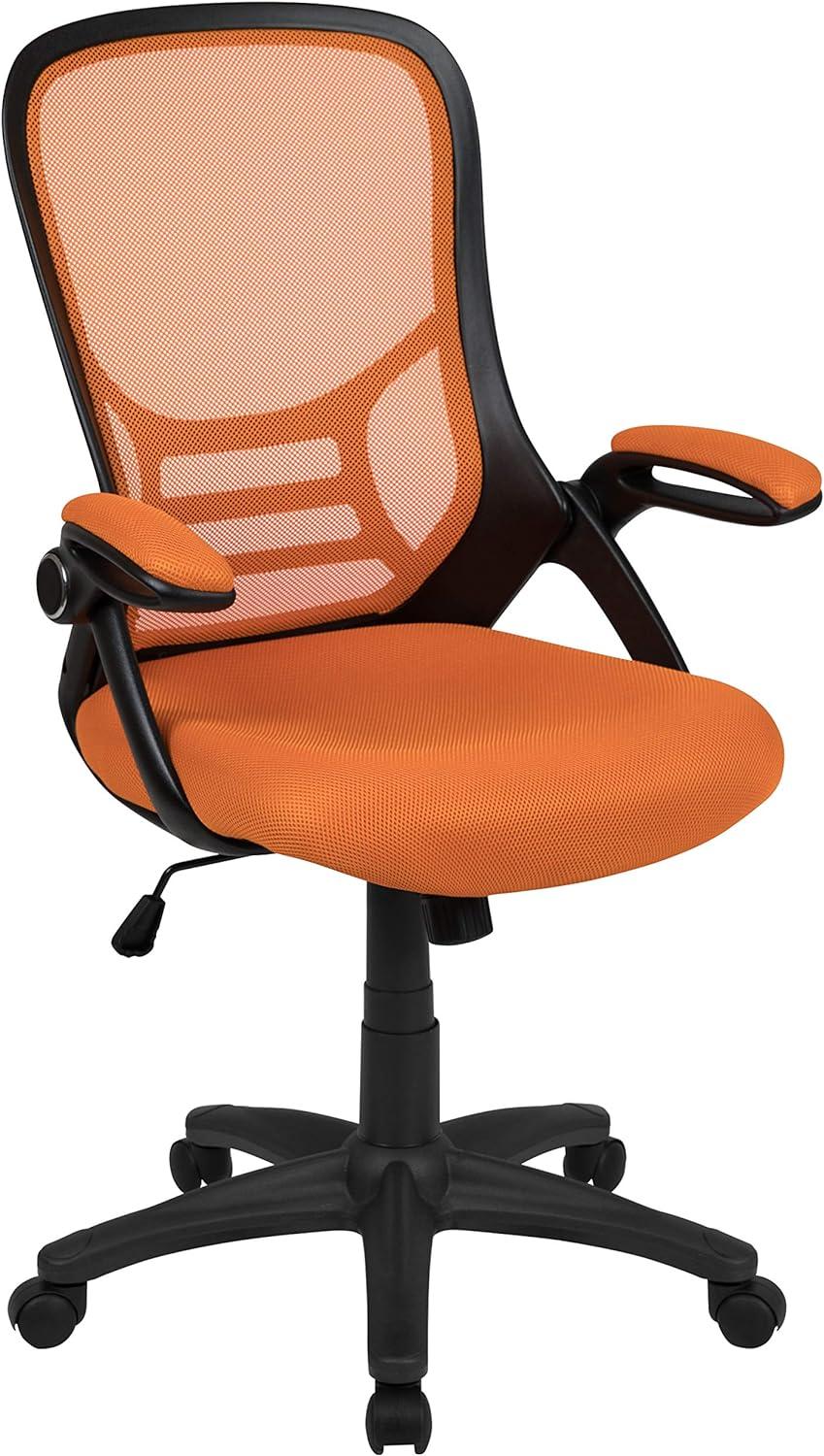 High Back Orange Mesh Ergonomic Swivel Office Chair with Adjustable Arms