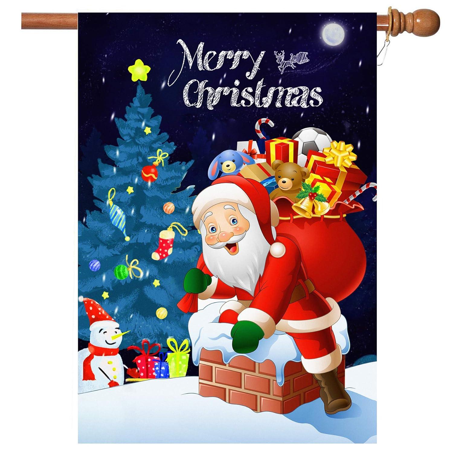 Ornament Collection Double Sided 40'' H x 28'' W Polyester Christmas House Flag