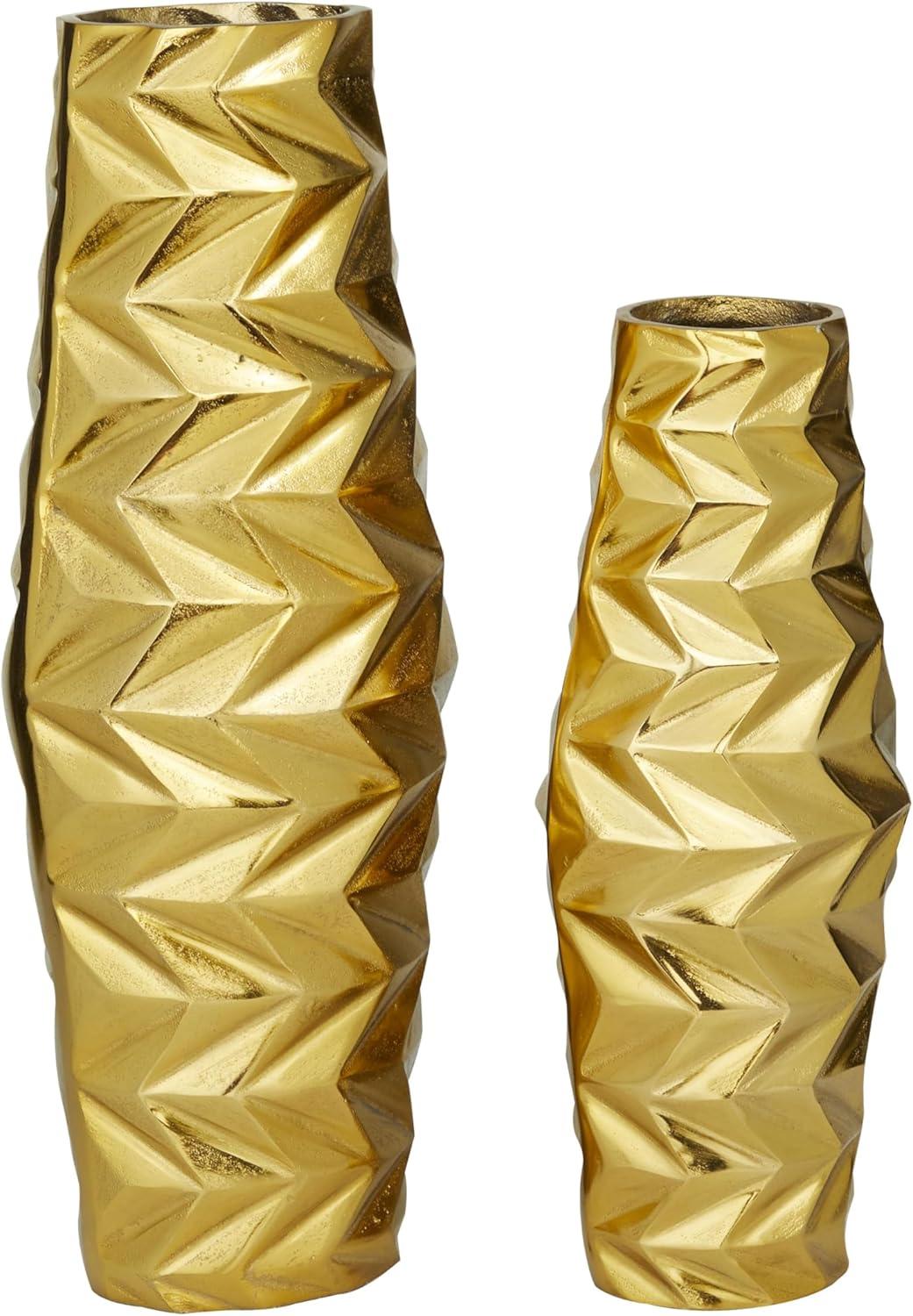 Gold Geometric Aluminum Decorative Vase Set