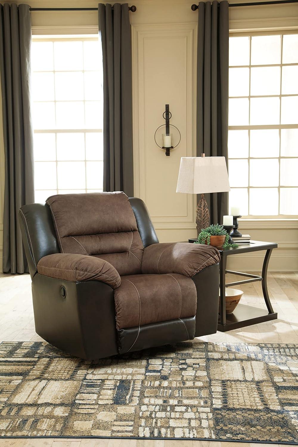 Contemporary 43'' Brown Faux Leather Rocker Recliner