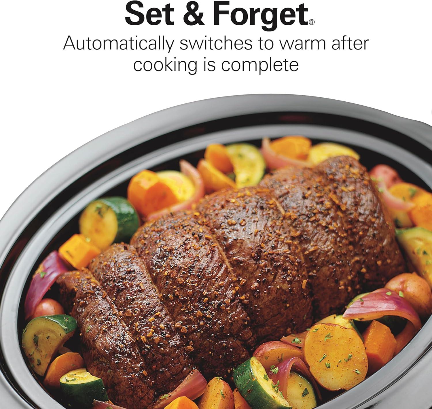 Black 7 Quart Programmable Slow Cooker with Lid Latch