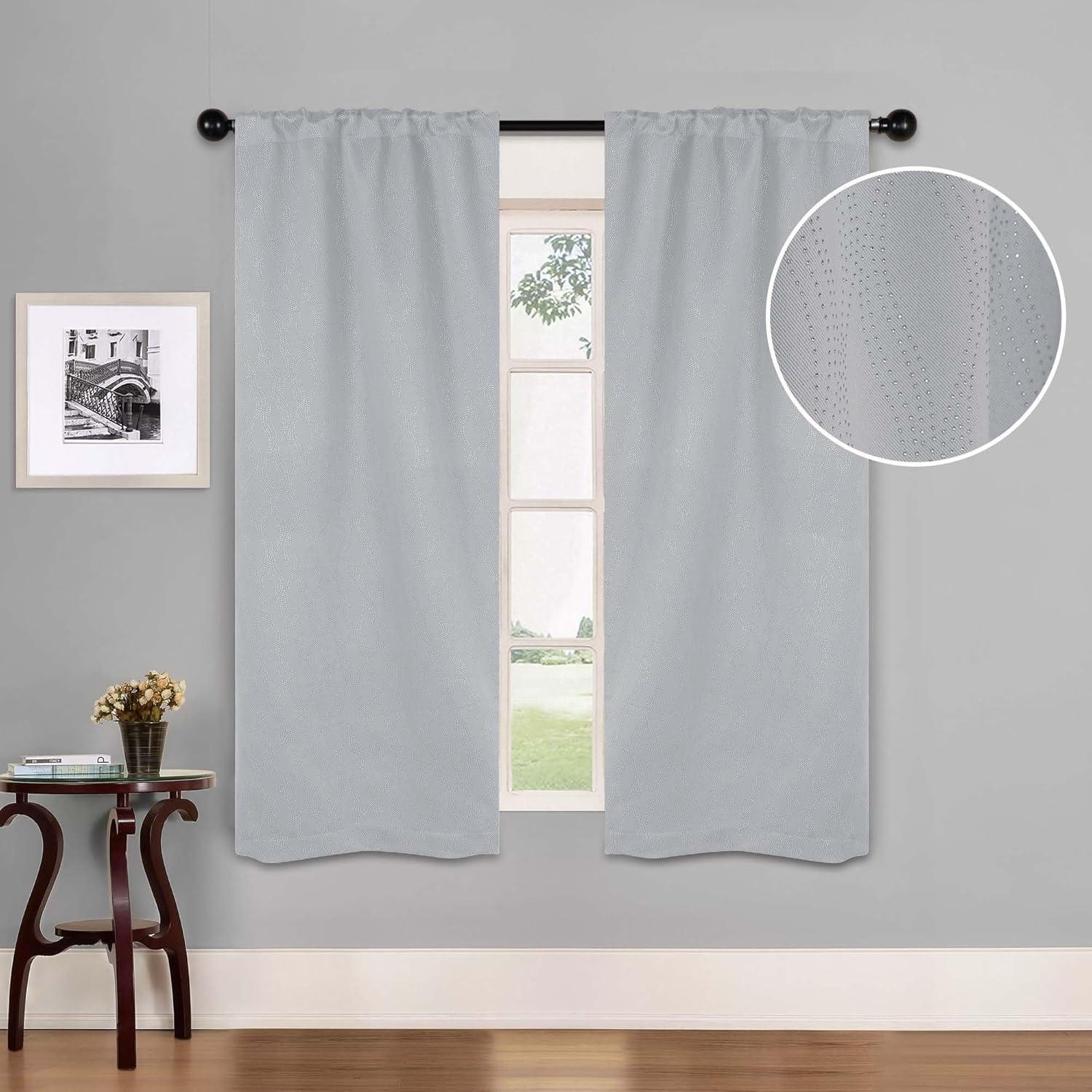 Platinum Blackout Polyester Rod Pocket Window Panels, 26" x 63"