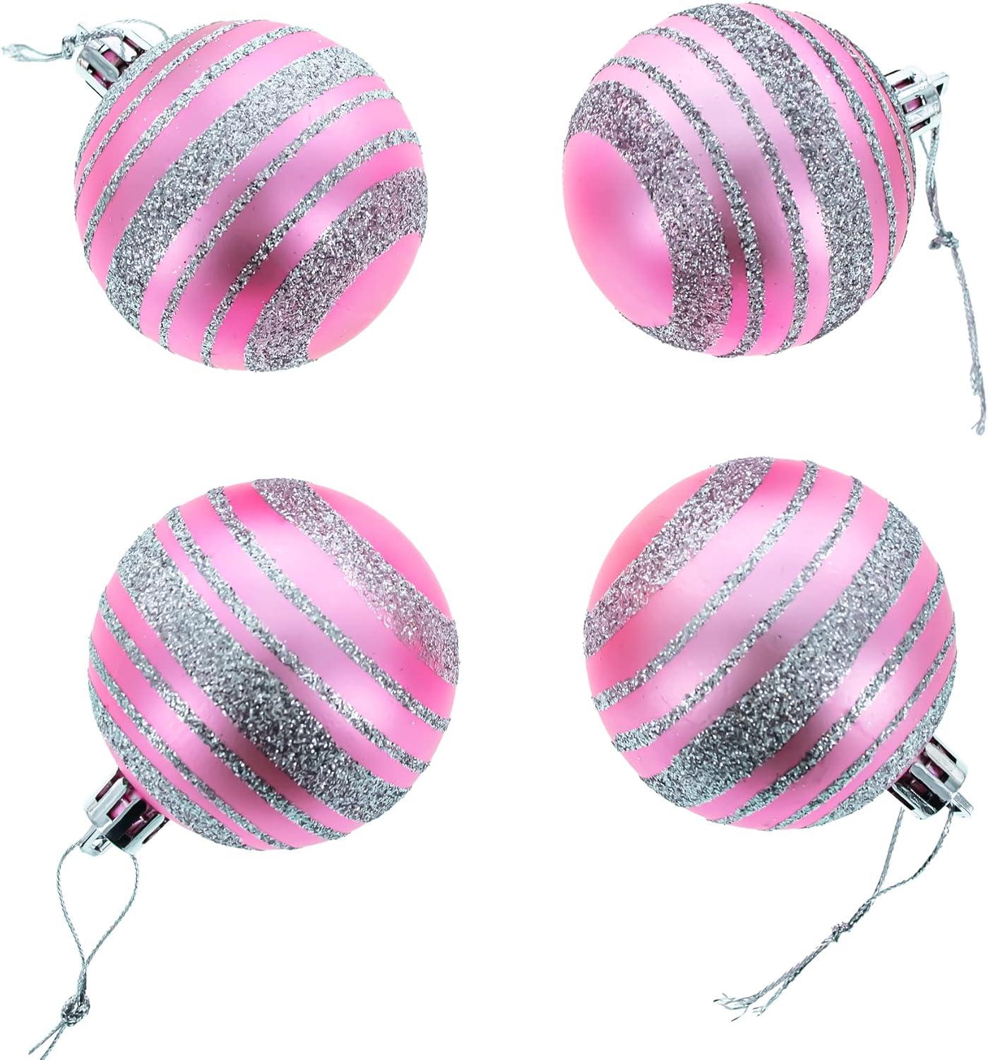 Elegant Set of 40-Piece Pink Ball Christmas Ornaments