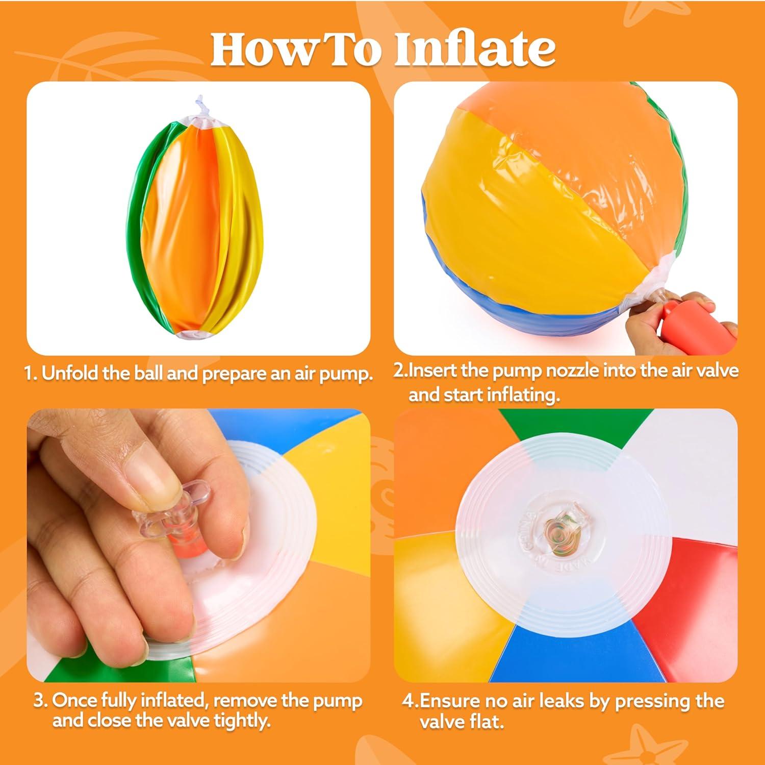 JOYIN Rainbow Beach Balls(12 Pack), 12'' Inflatable Swimming Pool Toys for Summer Water Games Kids Birthday Party Supplies Combo Set Include Inflatable Beach Balls