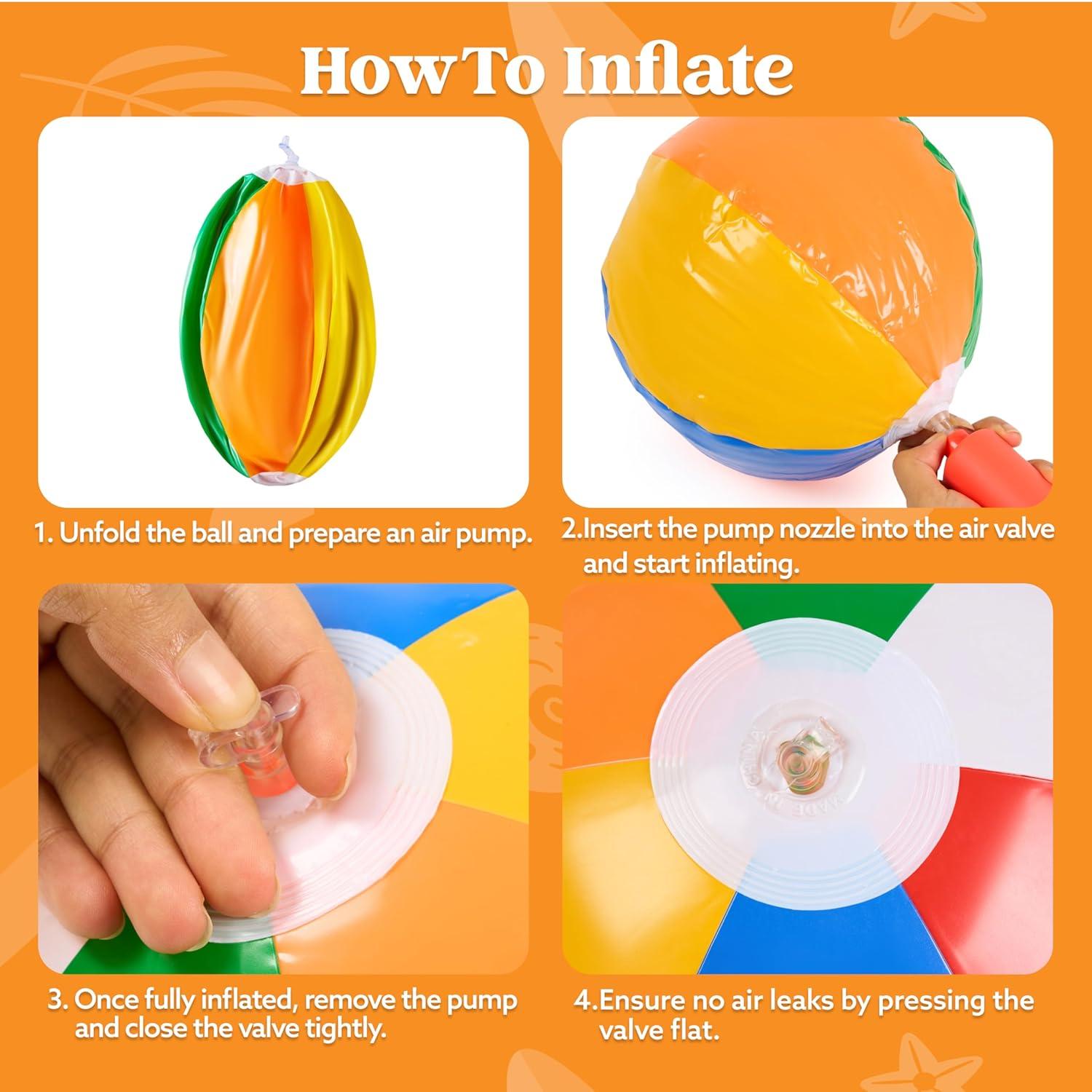 JOYIN Rainbow Beach Balls(12 Pack), 12'' Inflatable Swimming Pool Toys for Summer Water Games Kids Birthday Party Supplies Combo Set Include Inflatable Beach Balls