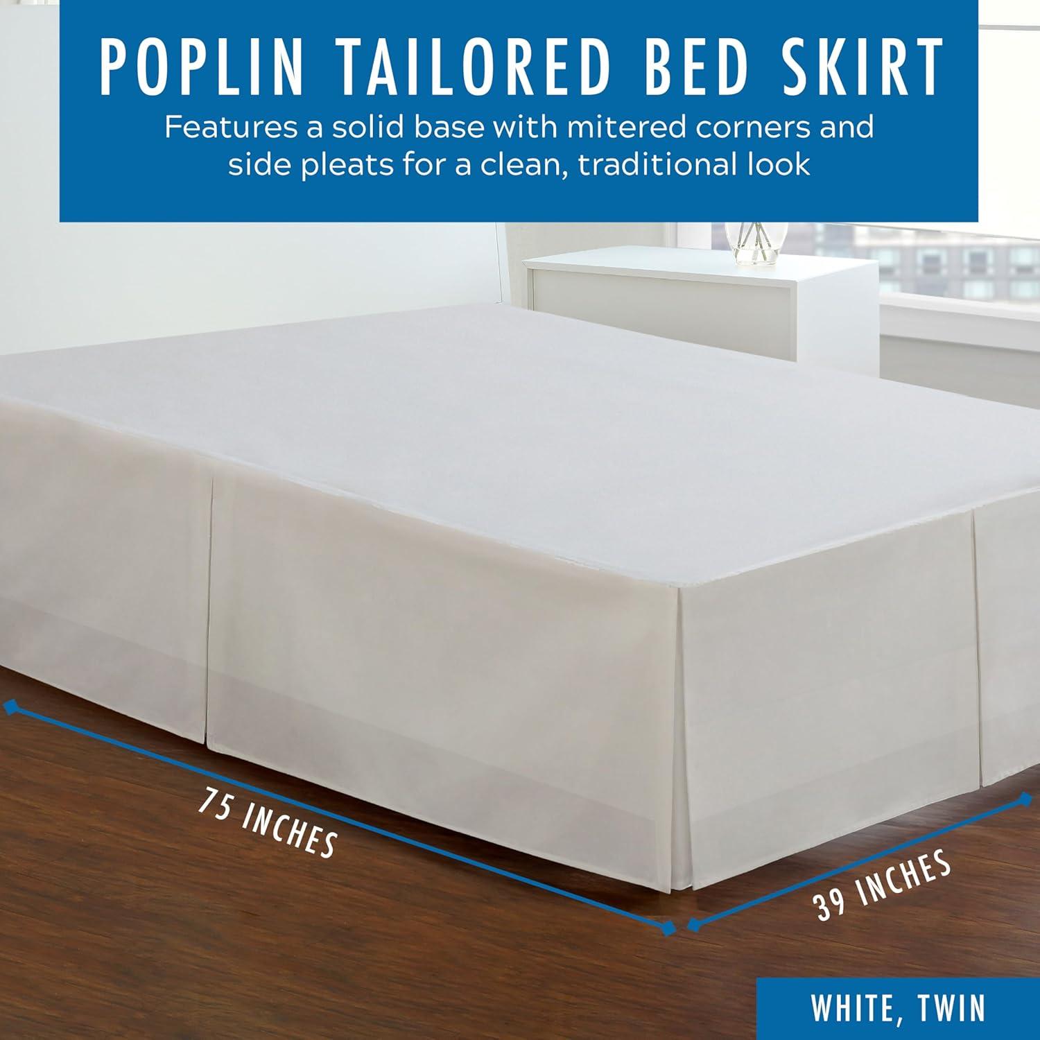 Fresh Ideas Fresh Ideas Tailored Poplin Bed Skirt, 14" Drop Length