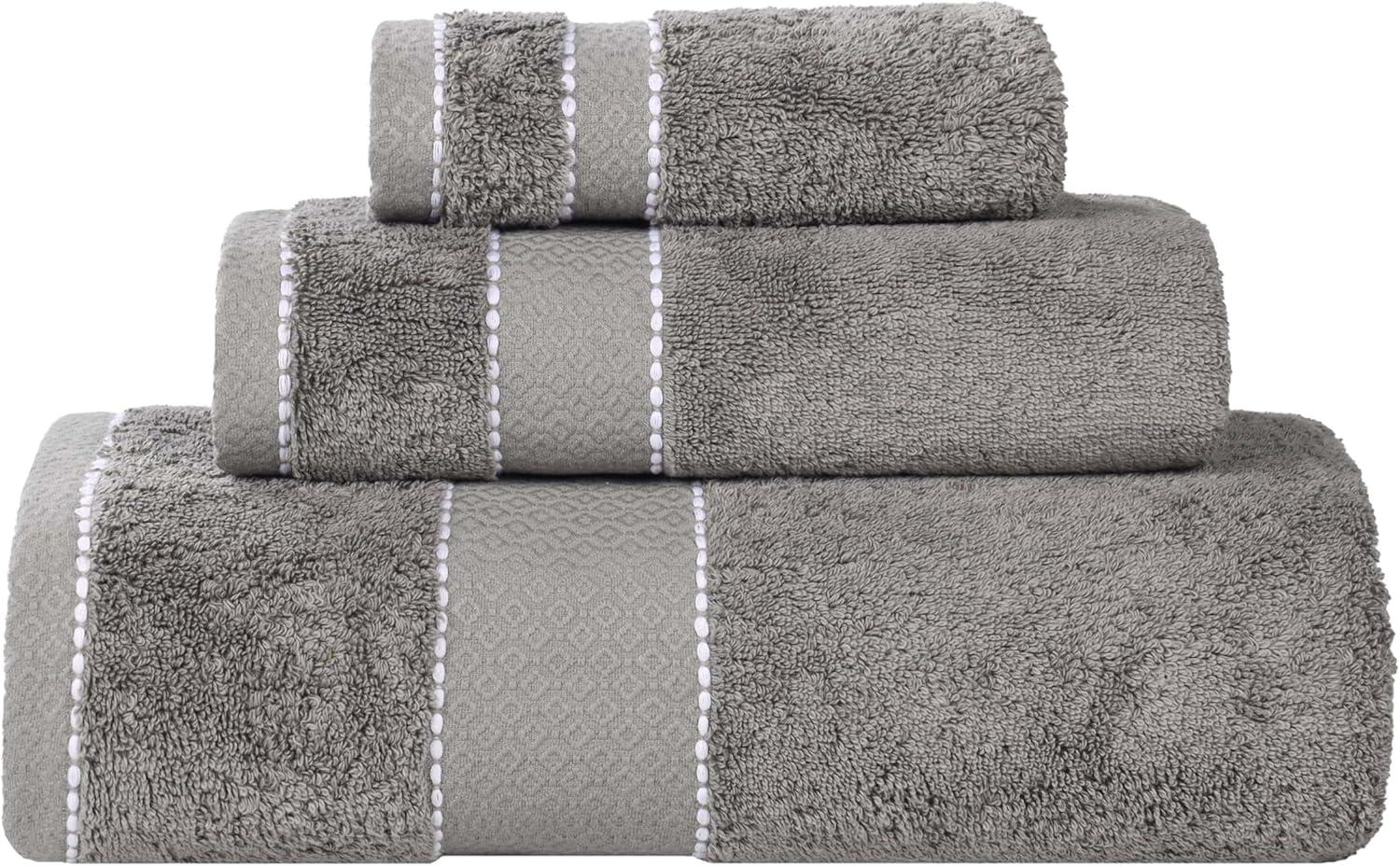 Superior Niles Egypt Produced Giza Cotton 3 Piece Towel Set, Charcoal