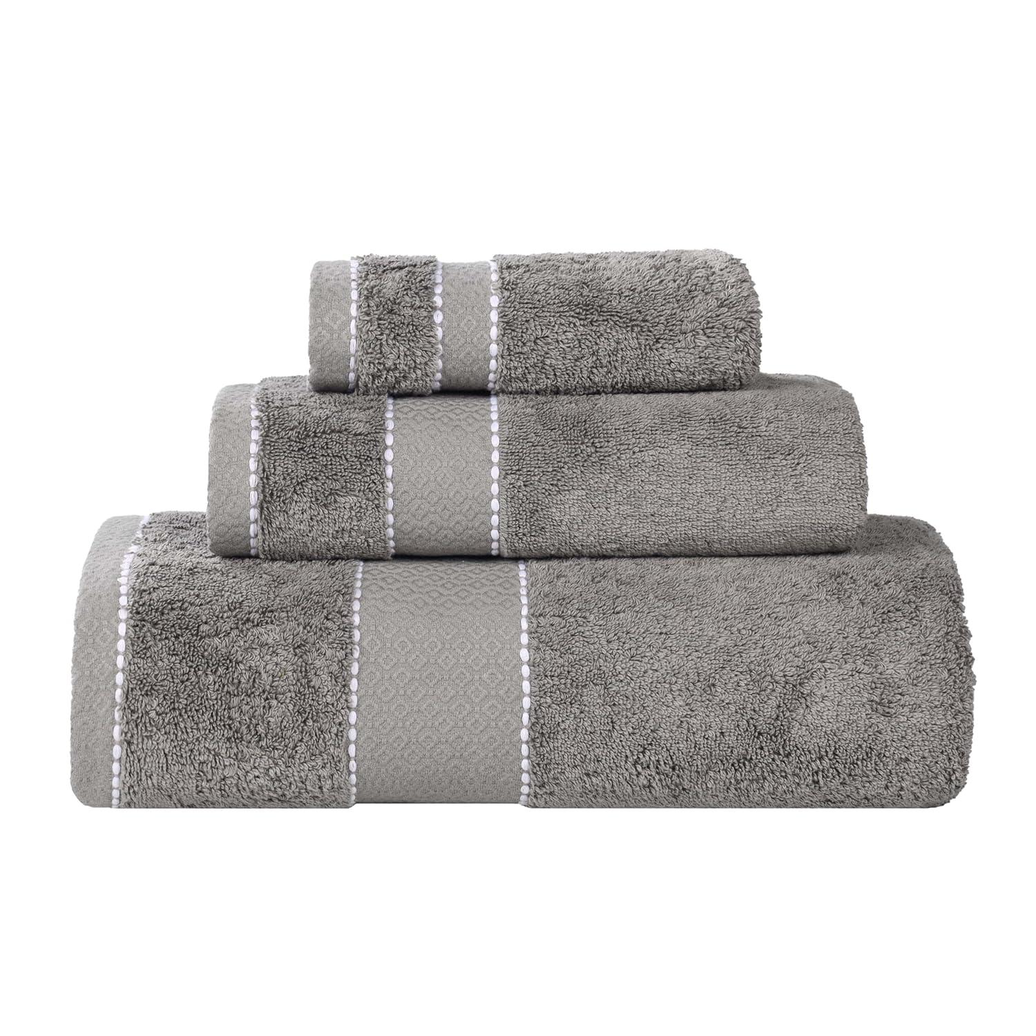 Superior Niles Egypt Produced Giza Cotton 3 Piece Towel Set, Charcoal