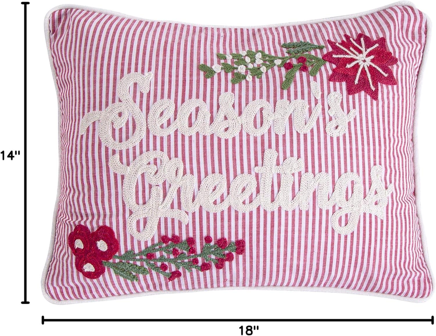 Villa Lugano Sleigh Bells by Levtex Home - Decorative Pillow (14x18in.) - Season's Greetings - Red, White, Green