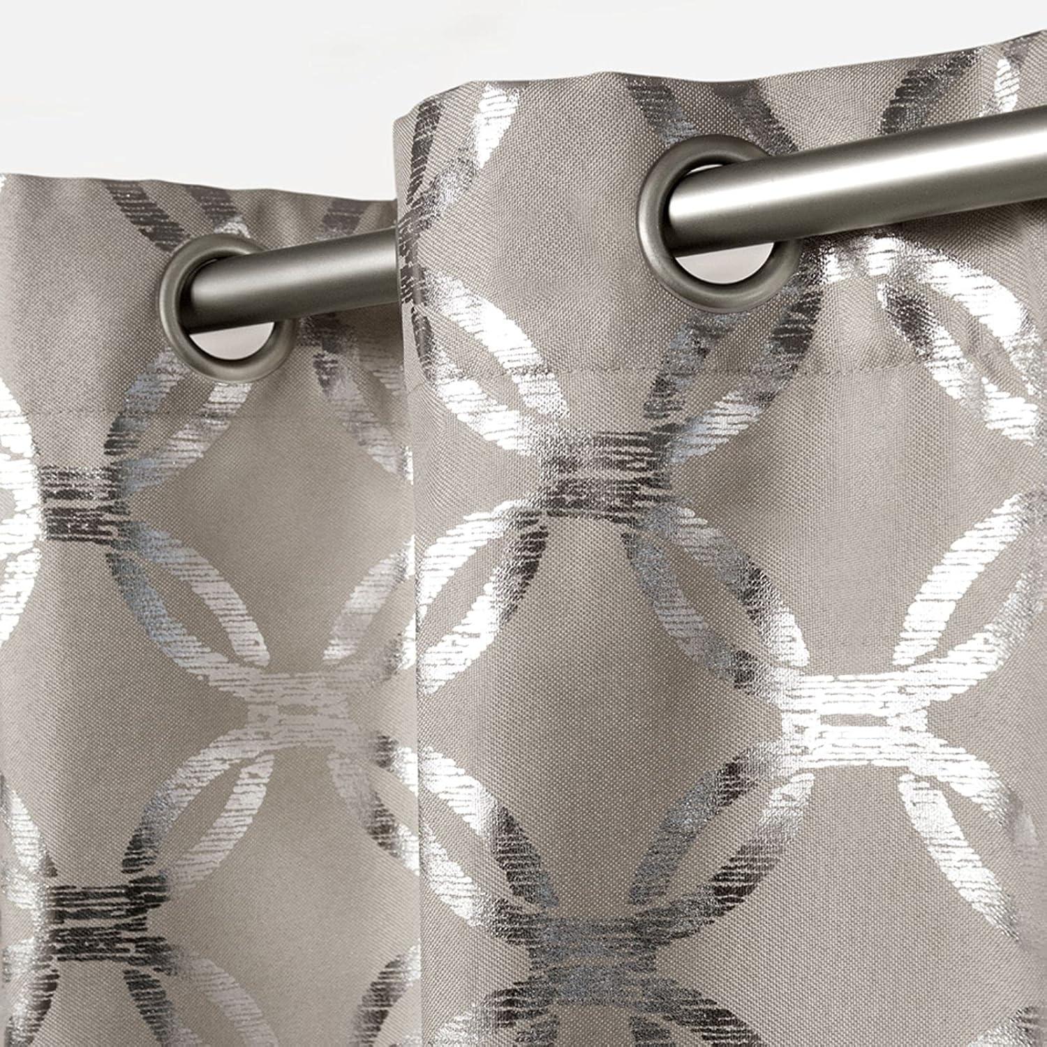 Exclusive Home Modo Metallic Geometric Grommet Top Curtain Panel Pair