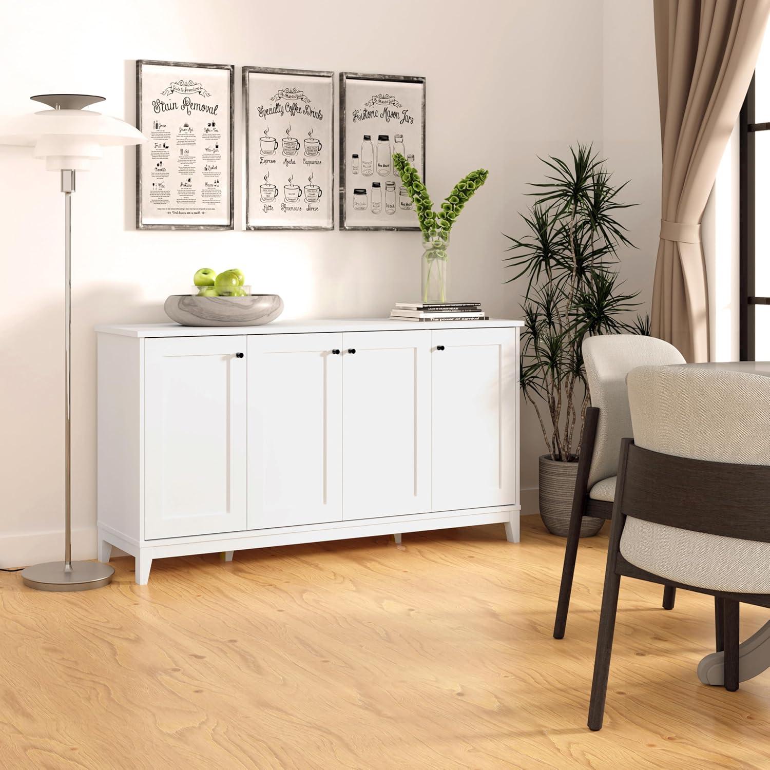 Millwood Pines Gonroff 4 Panel Door Console Table Storage Cabinet with Doors and Shelves, Sideboard Storage Cabinet