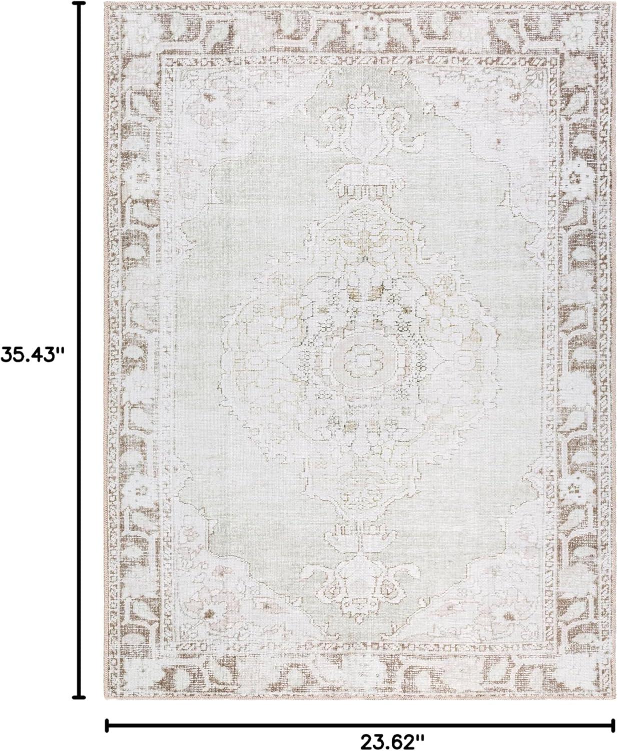 Our PNW Home x Livabliss Our PNW Home x Livabliss Machine Washable Oriental Boho Cream Light Brown Area Rug