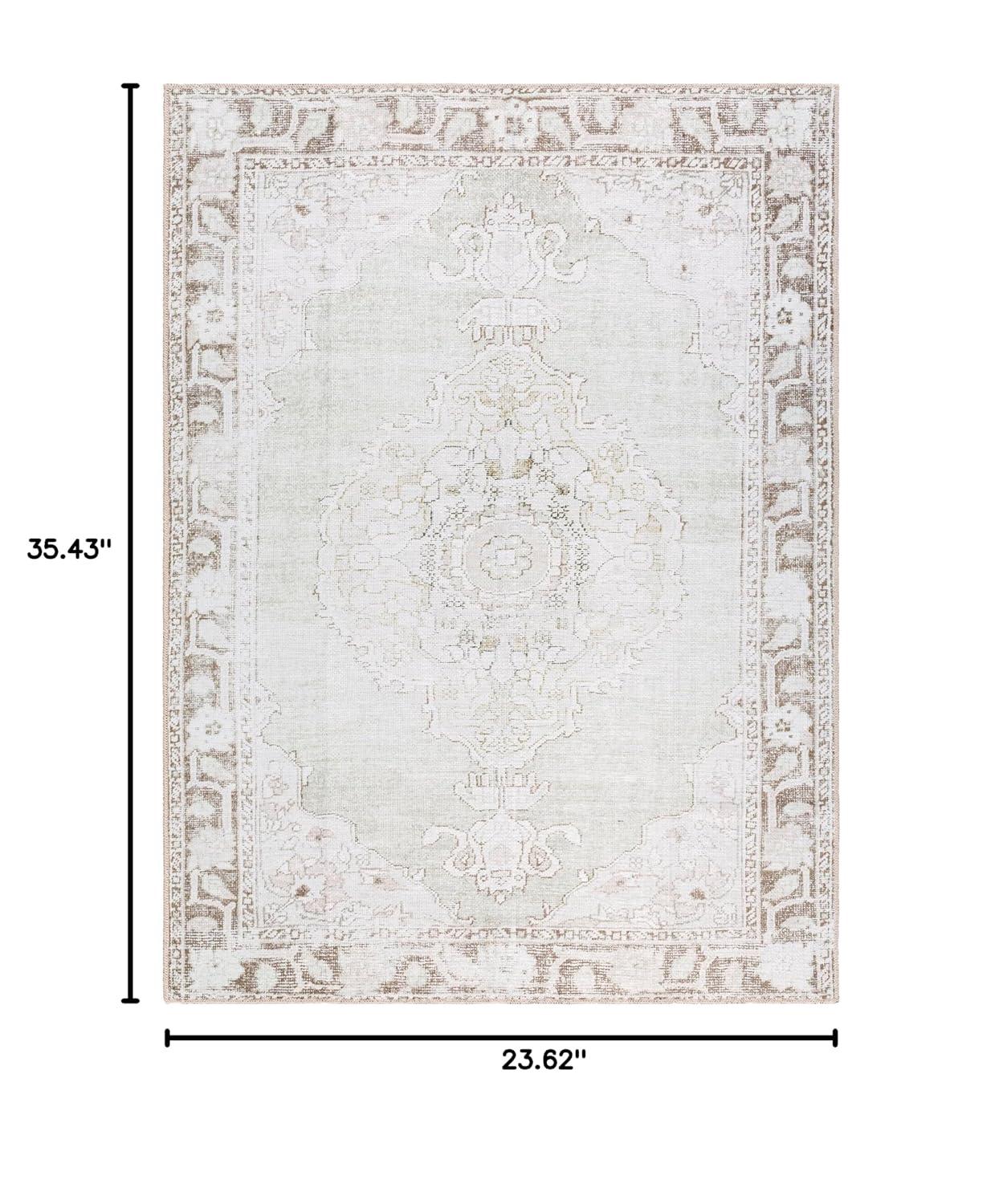 Our PNW Home x Livabliss Our PNW Home x Livabliss Machine Washable Oriental Boho Cream Light Brown Area Rug