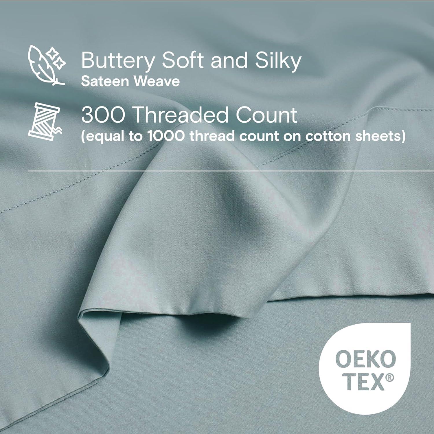 DOZ Bamboo Viscose Sheet Set, Organically Grown Bamboo, Buttery Soft, Cooling, High GSM, Deep Pockets