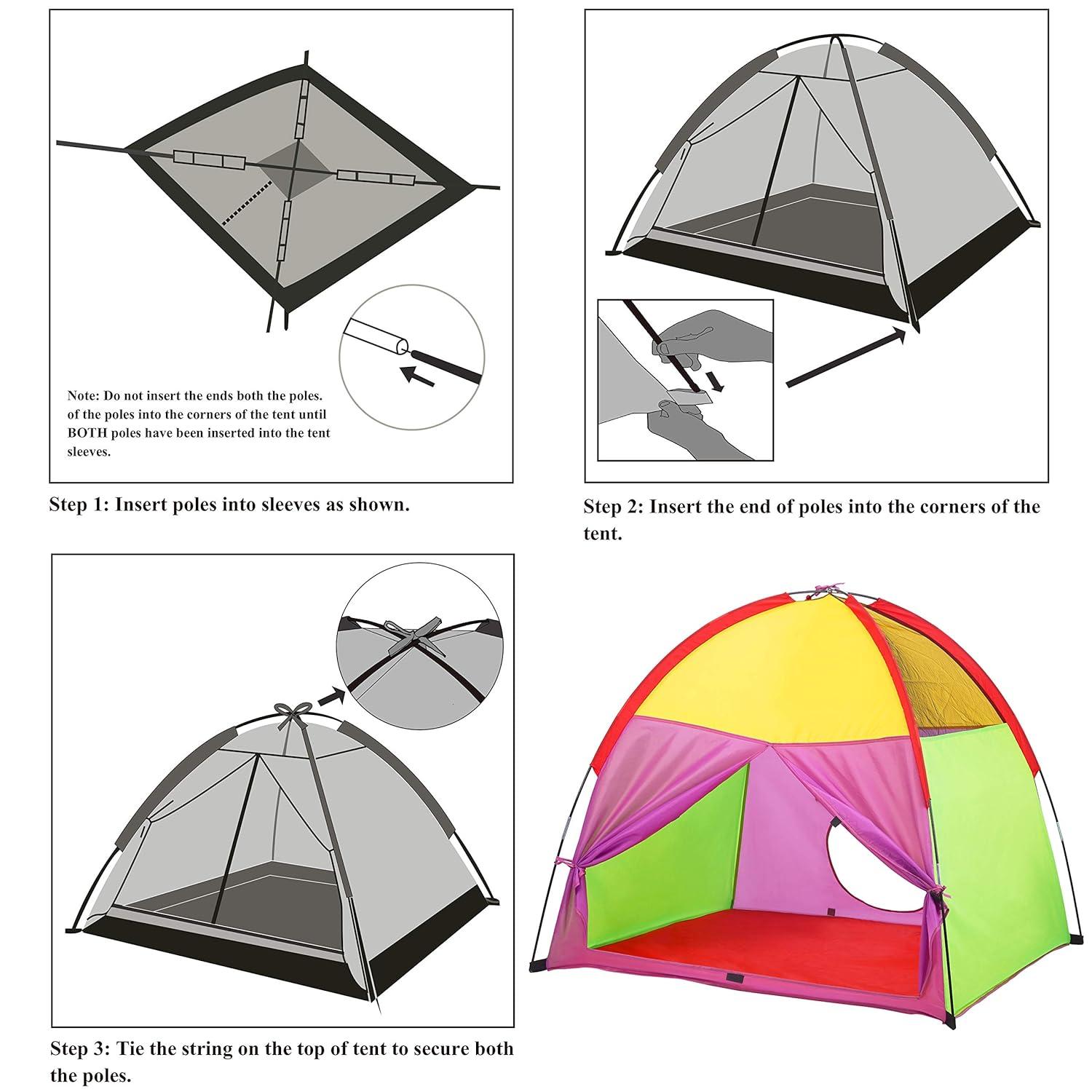 ATDAWN Kids Play Tent, Kids Pop Up Tent, Camping Playground, Indoor/Outdoor Children Playhouse for Boys and Girls, Rainbow Color