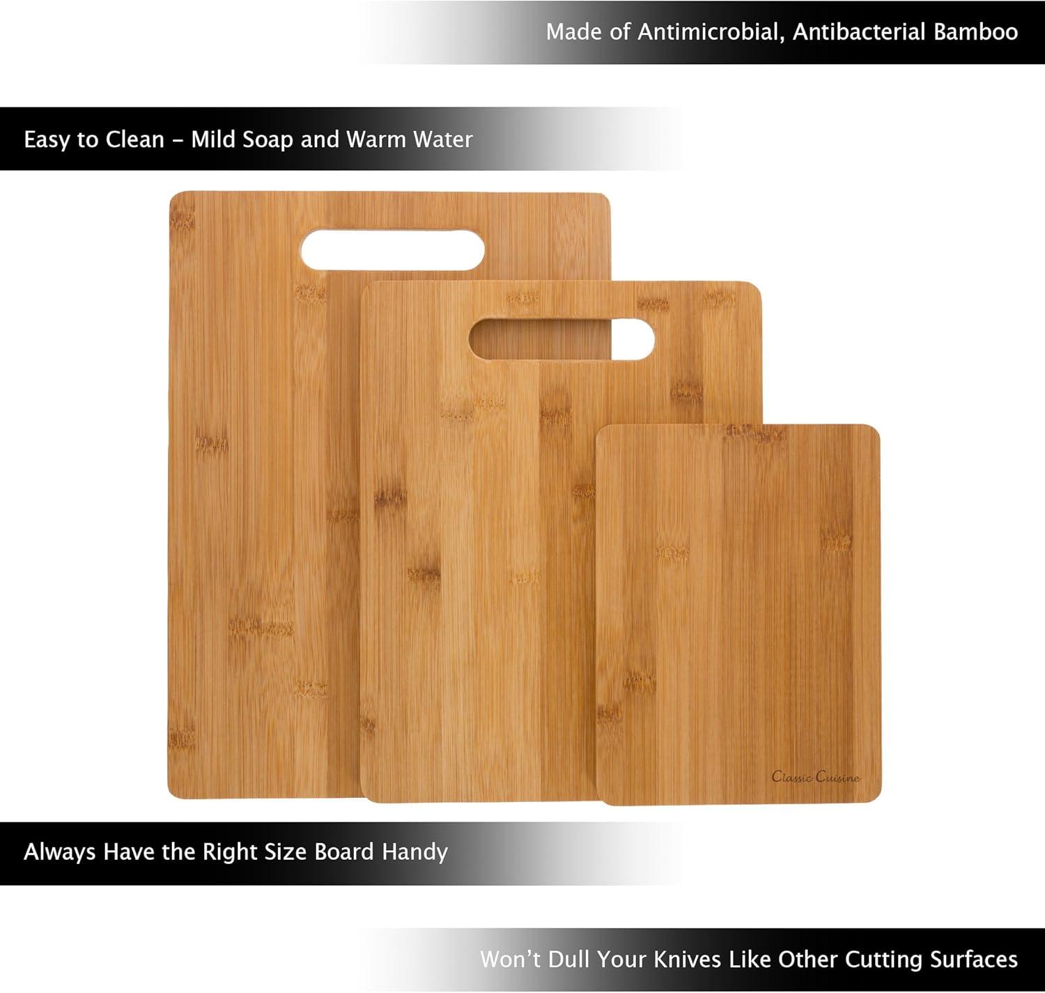 Classic Bamboo 3-Piece Rectangular Cutting Board Set