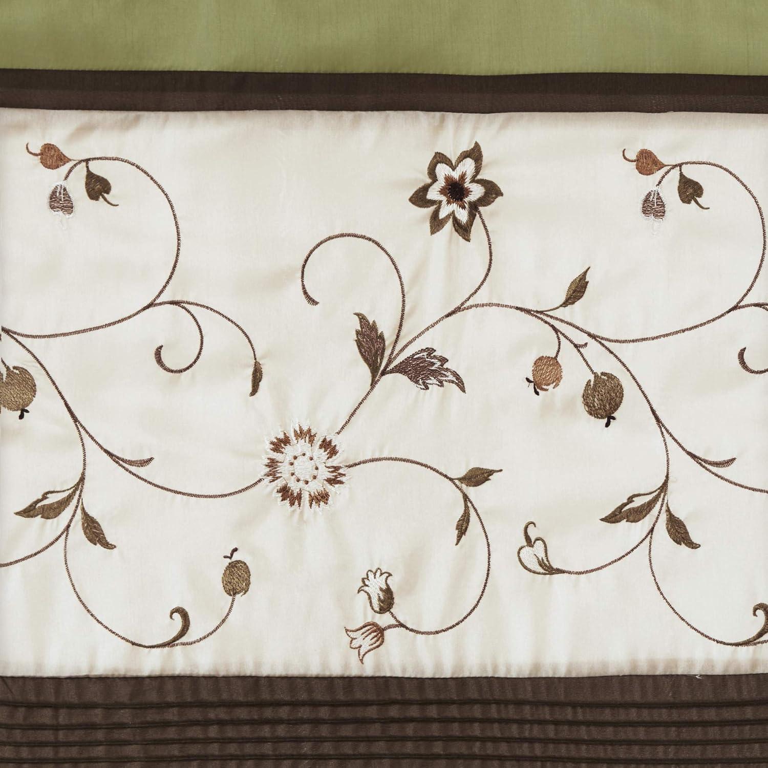 Serene Floral Embroidered 50'' W Window Valance