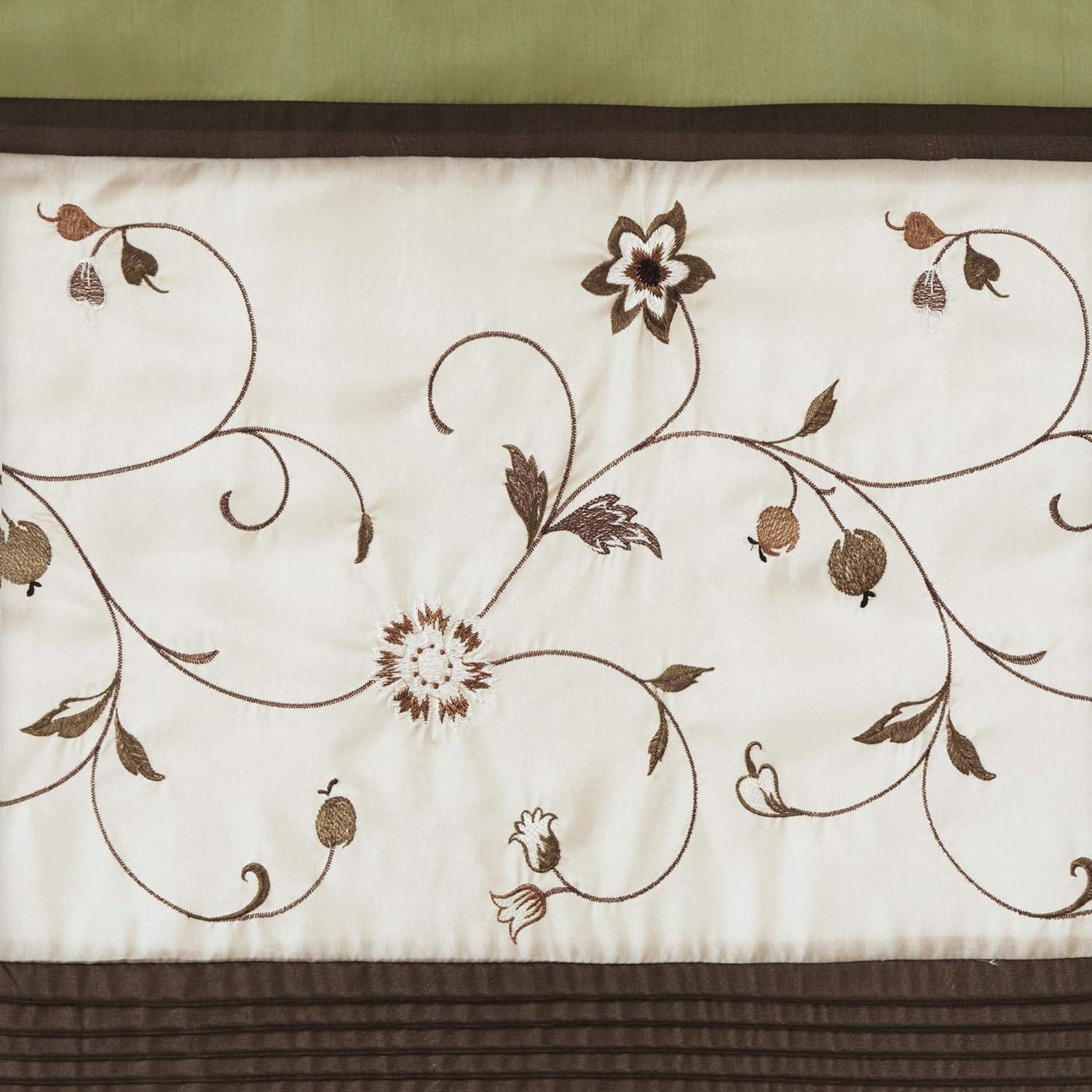 Madison Park Serene Floral Embroidered 50'' W Single Window Valance