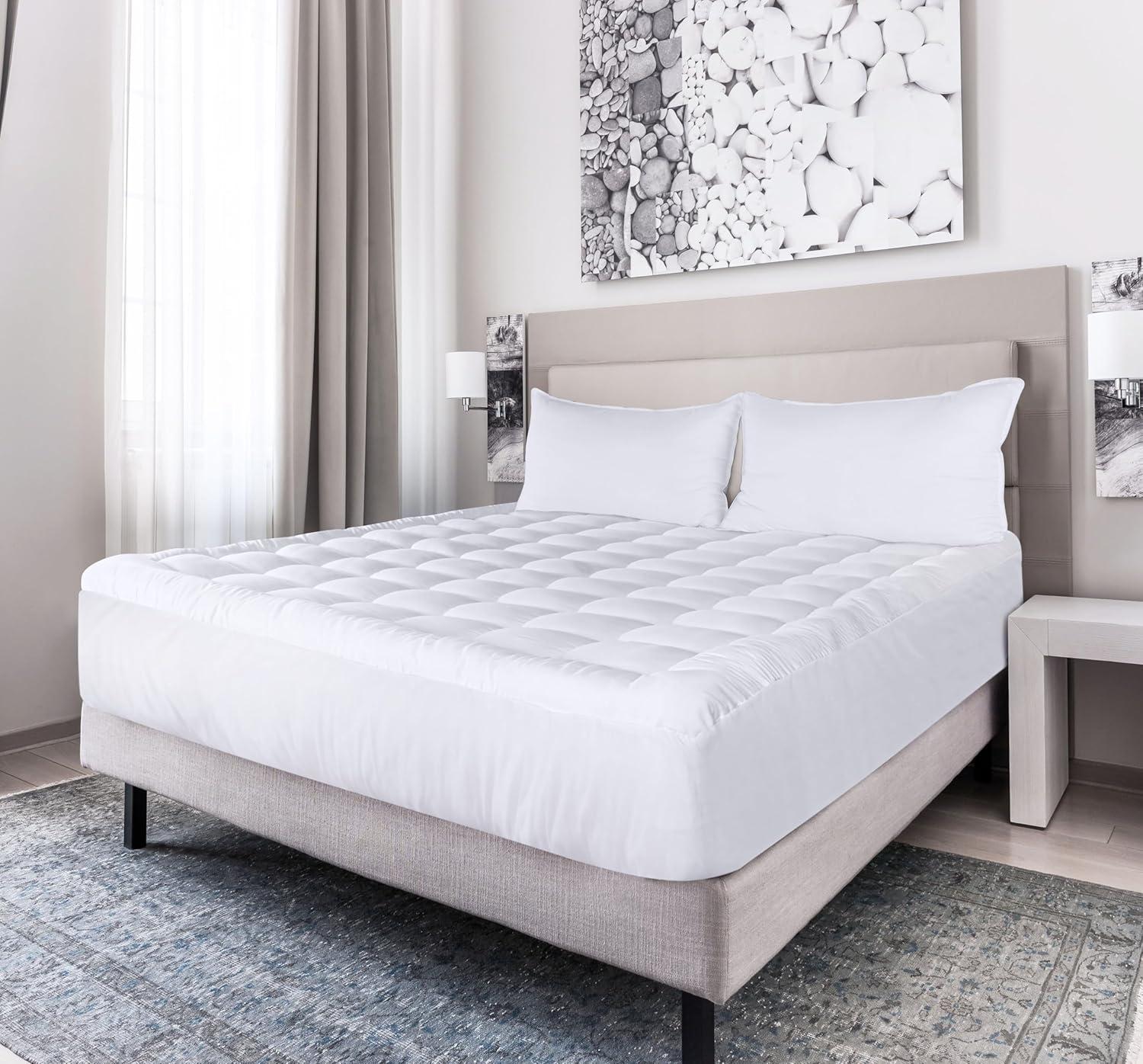 Utopia Bedding Full Mattress Pad, Quilted Fitted Premium Mattress Protector, Deep Pocket Cover Stretches up to 16 Inches, Fluffy Pillow Topper (54x75 Inches, White)